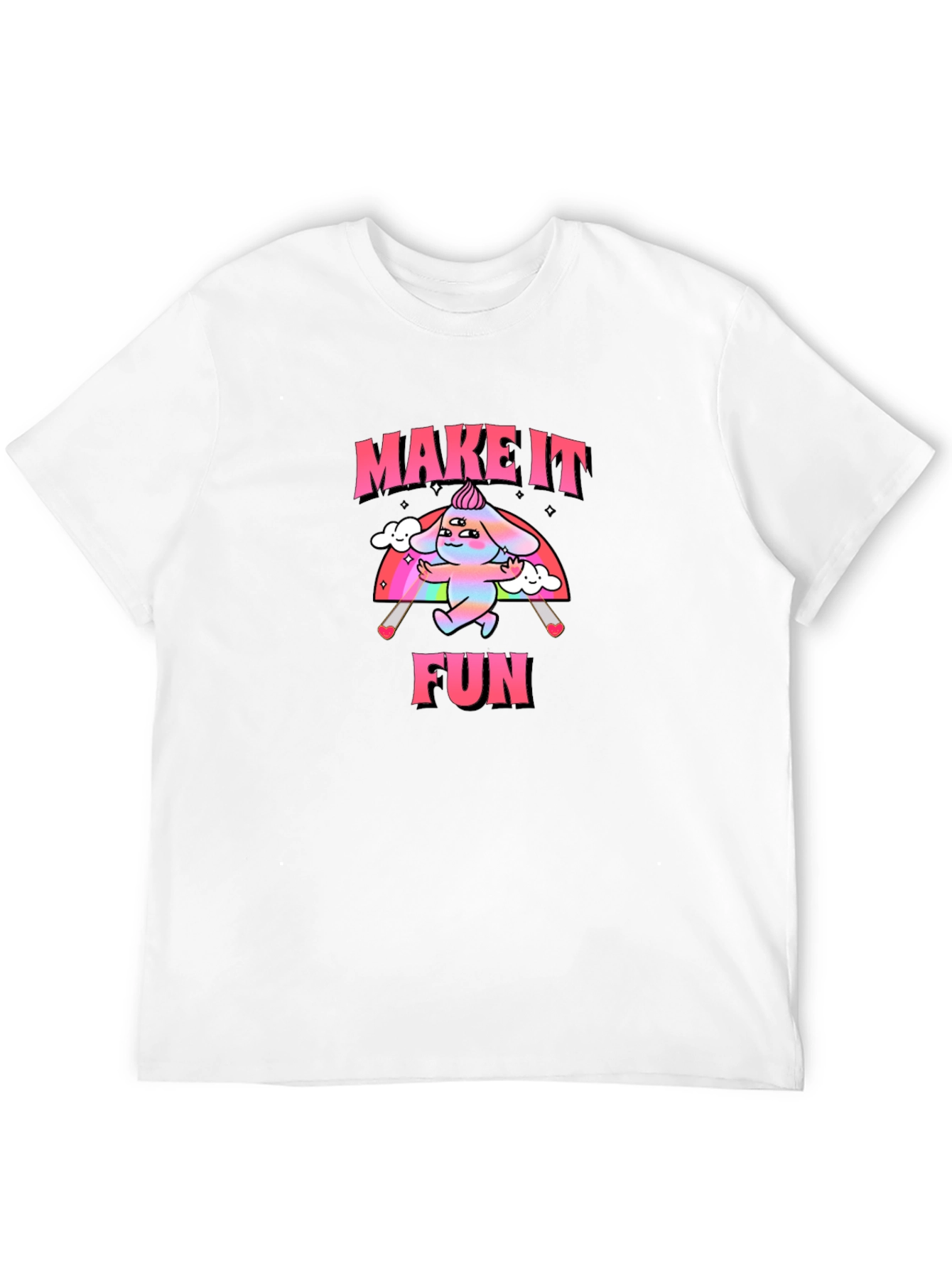 Black Make It Fun Graphic Tee - Trendy Rainbow Cartoon Design view 12