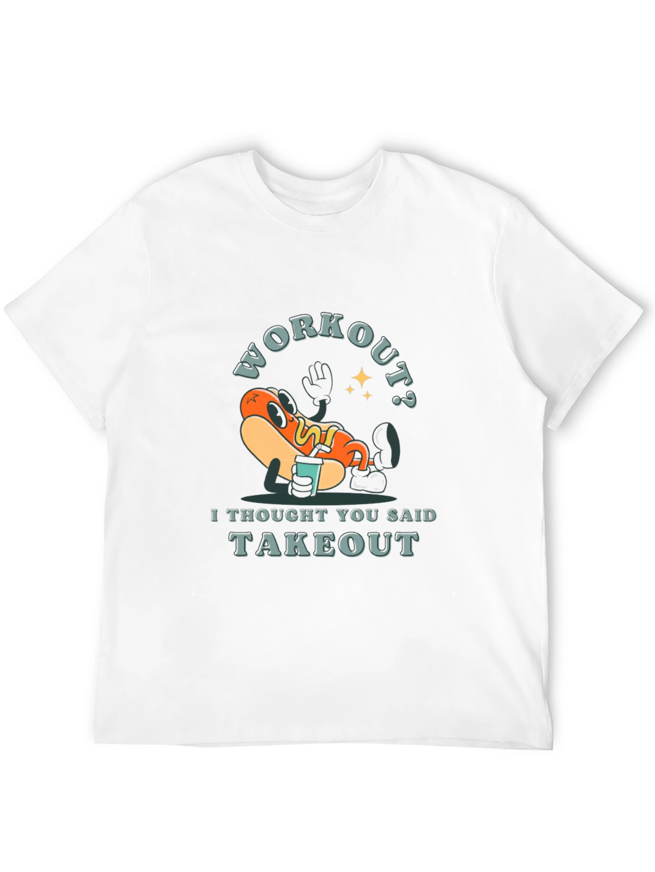 Black Workout? Takeout Hotdog Graphic T-Shirt view 12