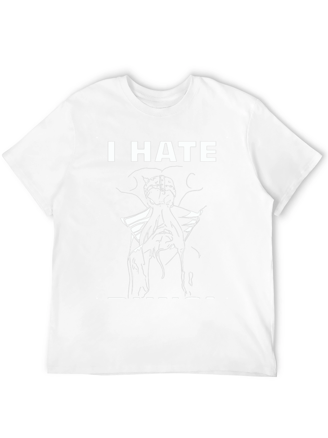 Black I HATE Brain Octopus Tee - Black Graphic T-Shirt view 12