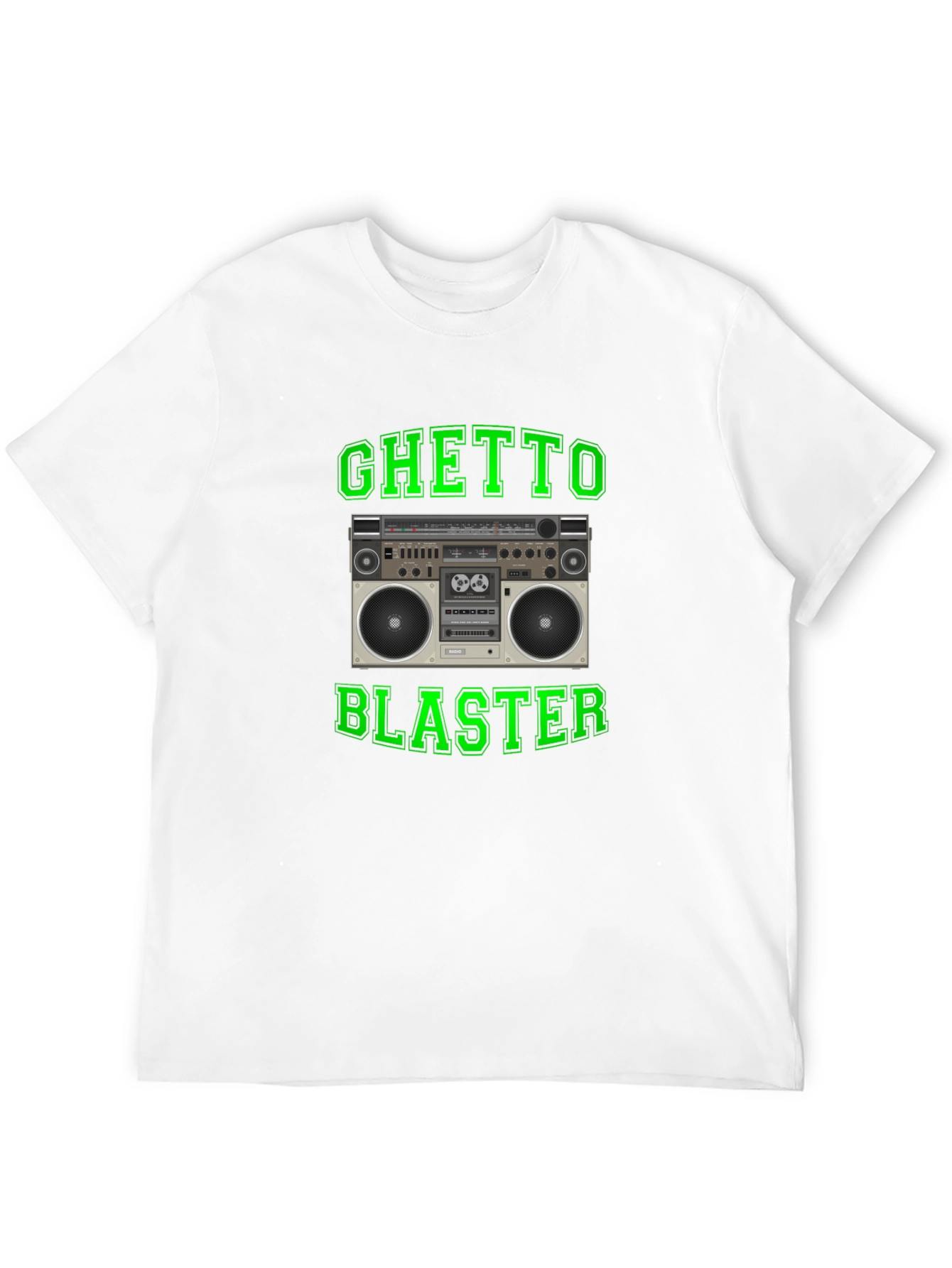 Black Ghetto Blaster Retro Boombox Graphic T-Shirt view 12