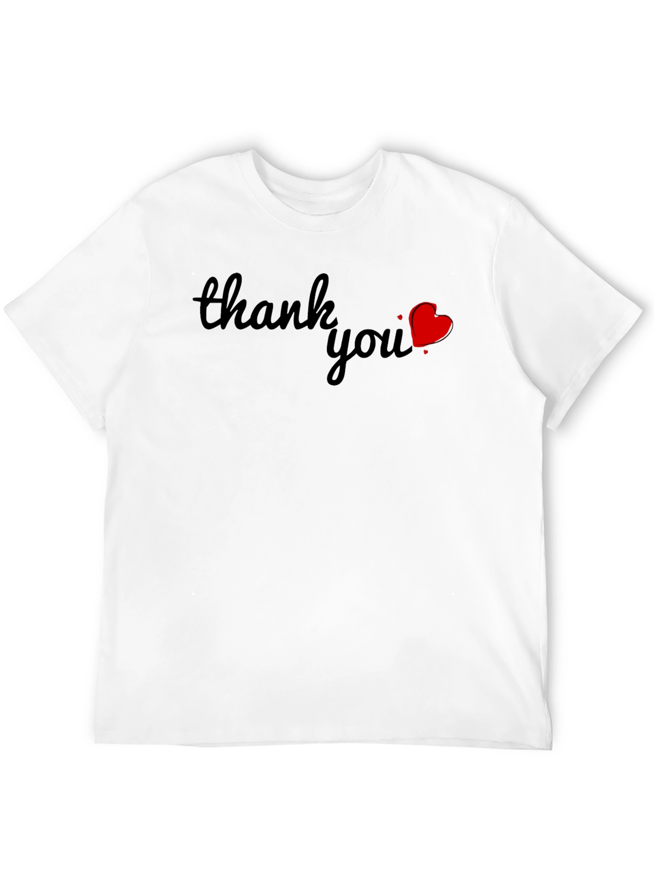 Black Thank You Heart Graphic Tee - Soft Cotton Blend view 12