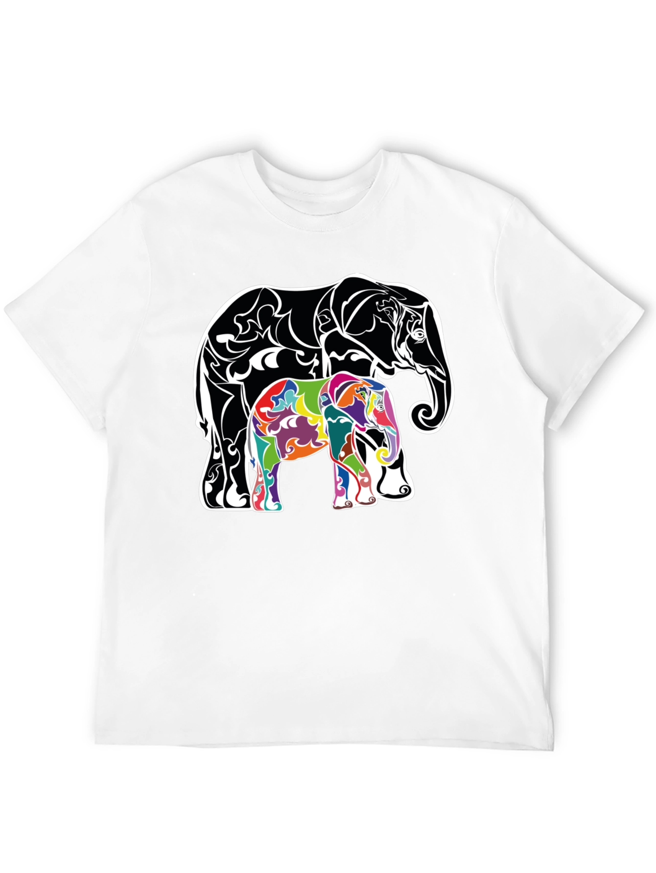 Black Elephant Graphic Print Tee - Stylish Animal Design T-Shirt view 12