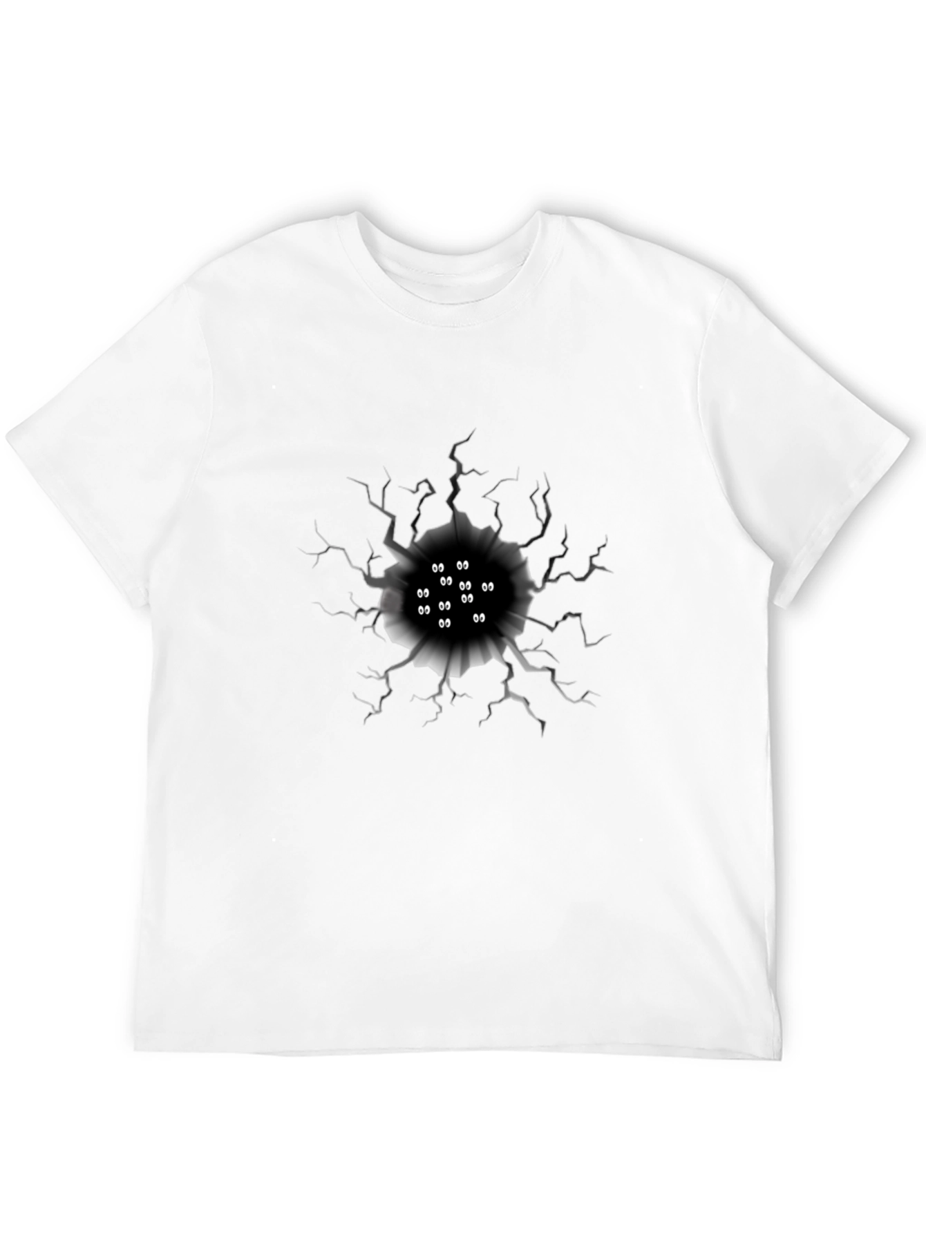 Black Mysterious Eye Hole Graphic T-Shirt view 12