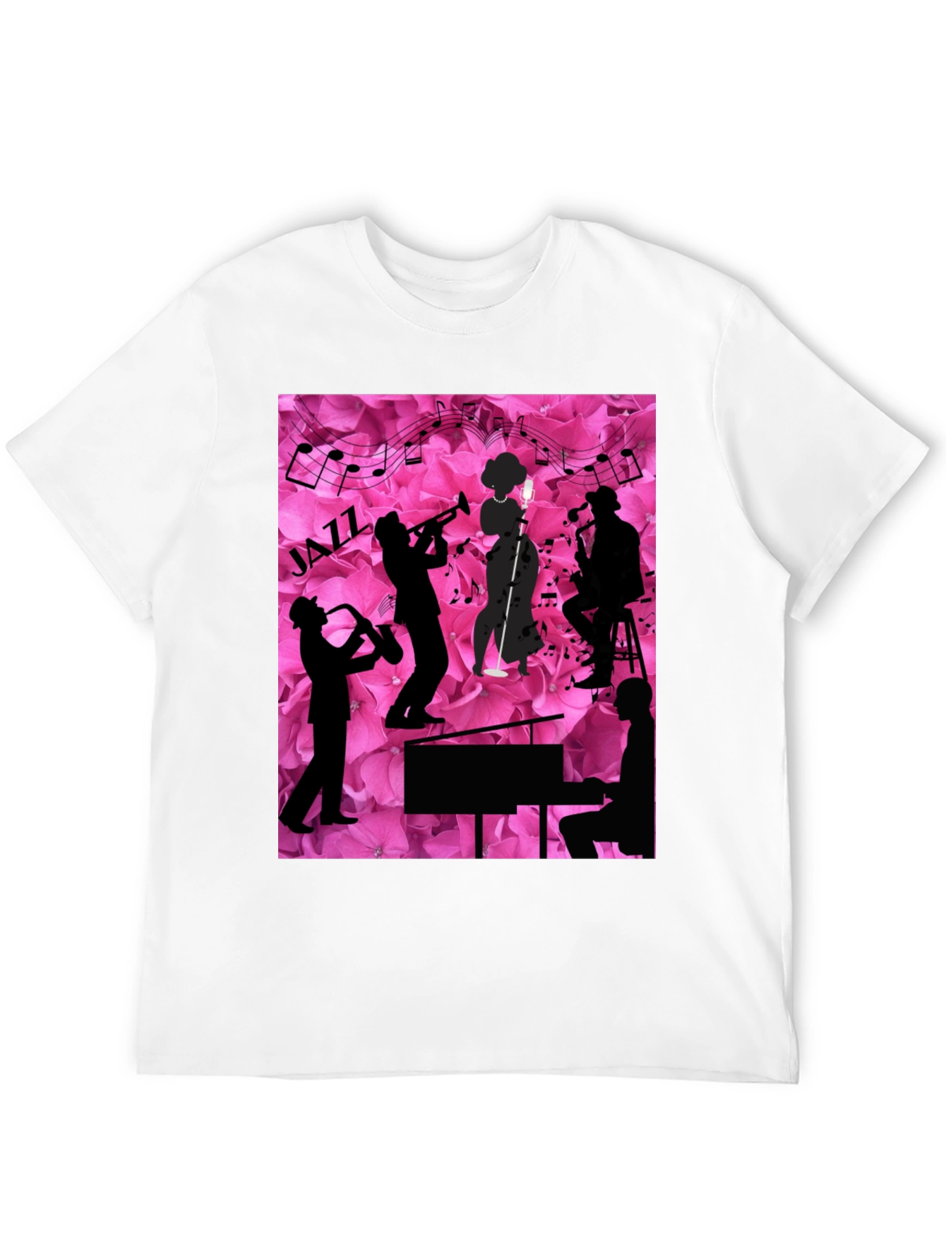 Black Jazzy Floral T-Shirt - Music Lover's Tee view 12