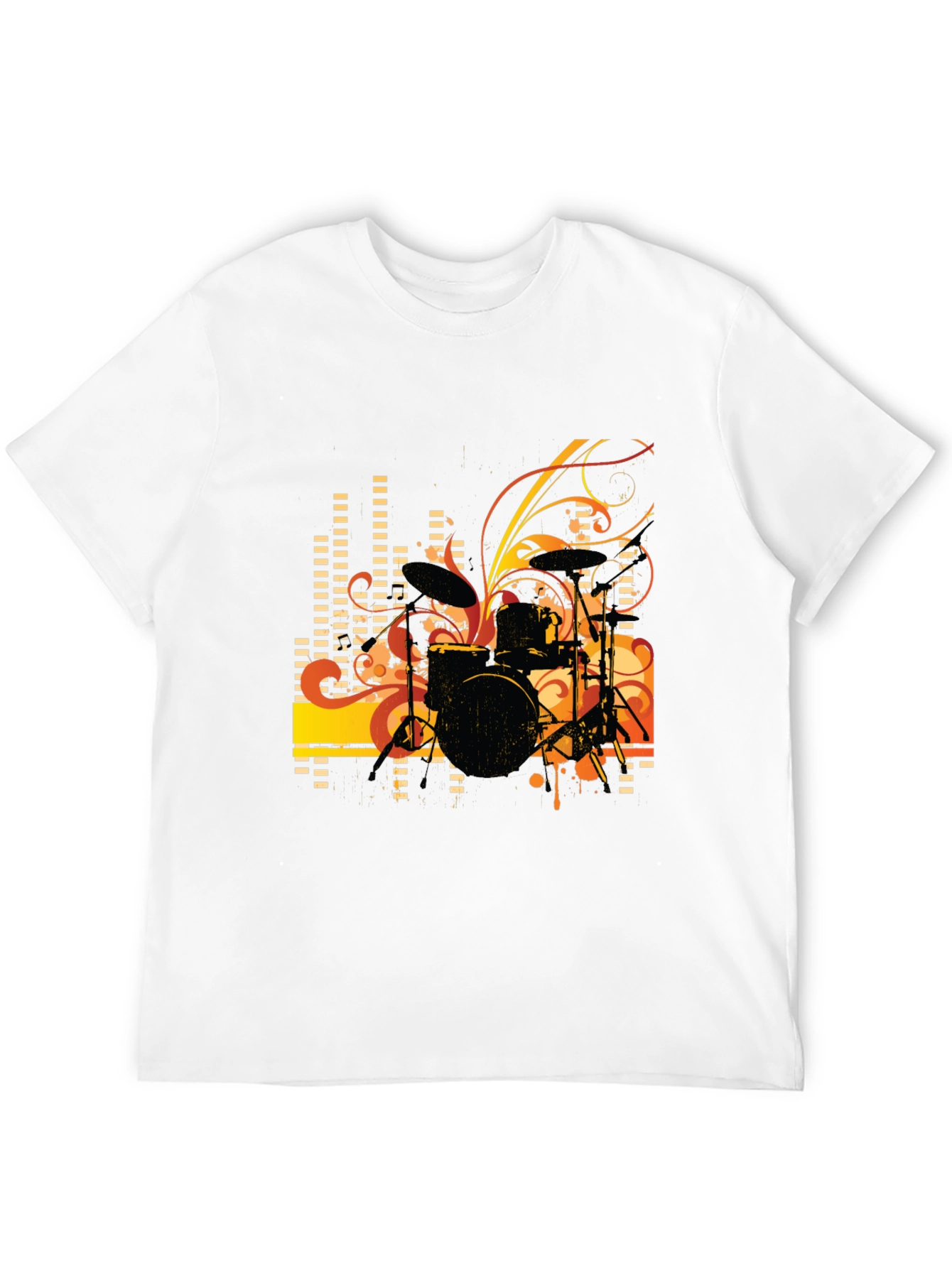 Black Drum Set Graphic T-Shirt - Black view 12