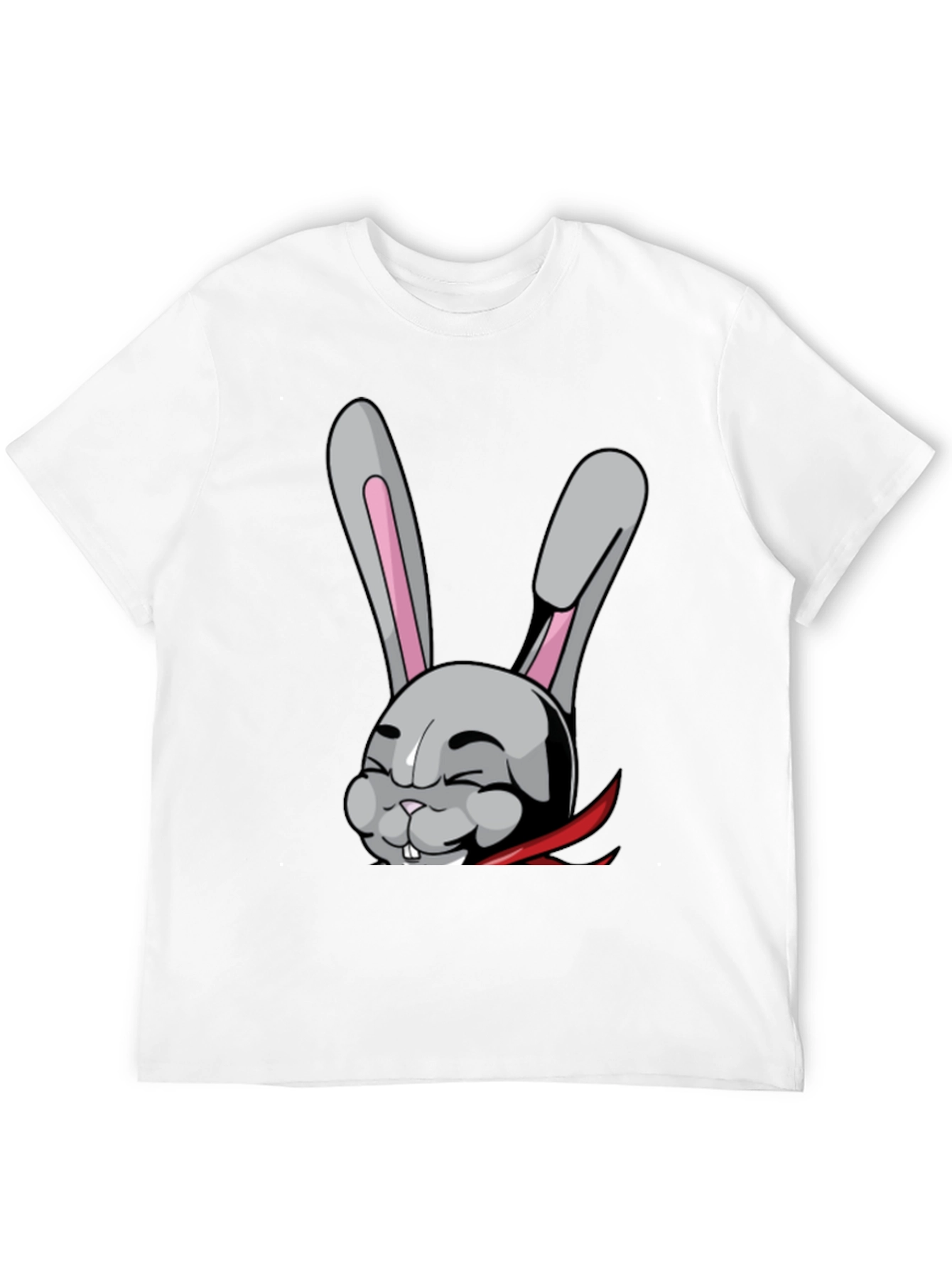 Black Black T-Shirt with Funny Cartoon Rabbit Design view 12
