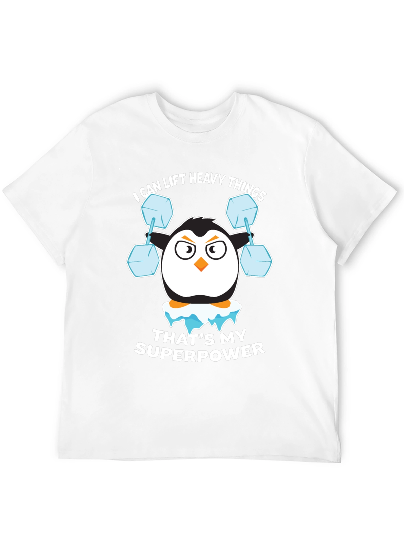 Black Penguin Lifting Weights Funny T-Shirt view 12