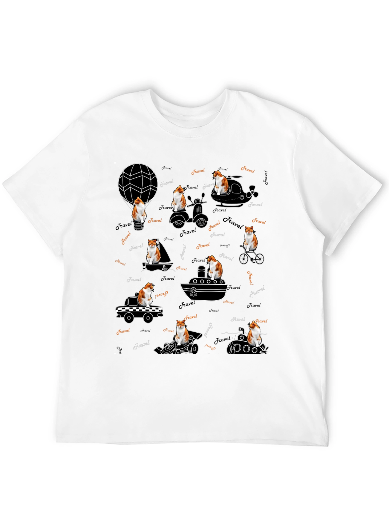 Black Travel Cat Graphic T-Shirt view 12