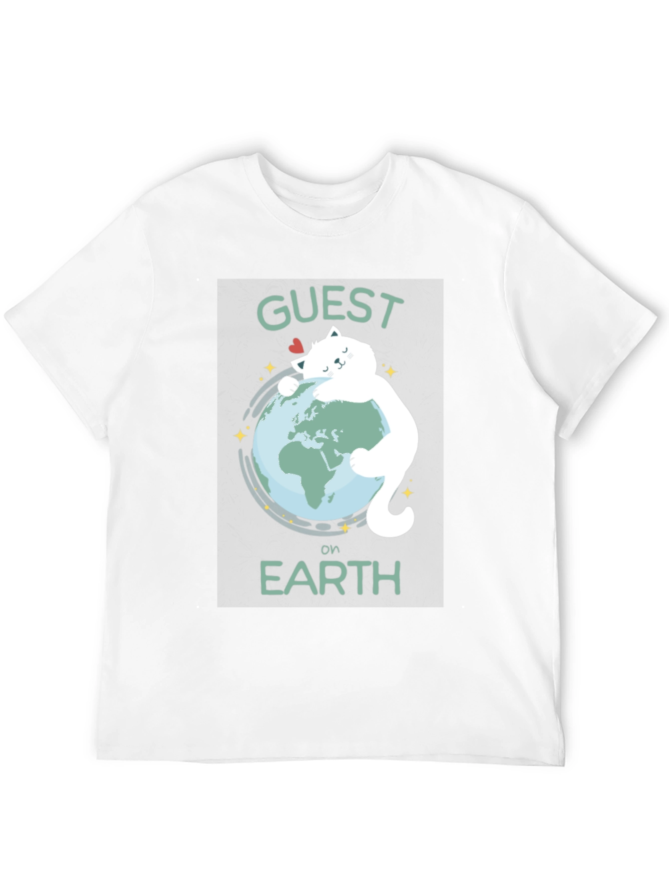 Guest on Earth T-Shirt - Cat Hugging Globe Tee - 12