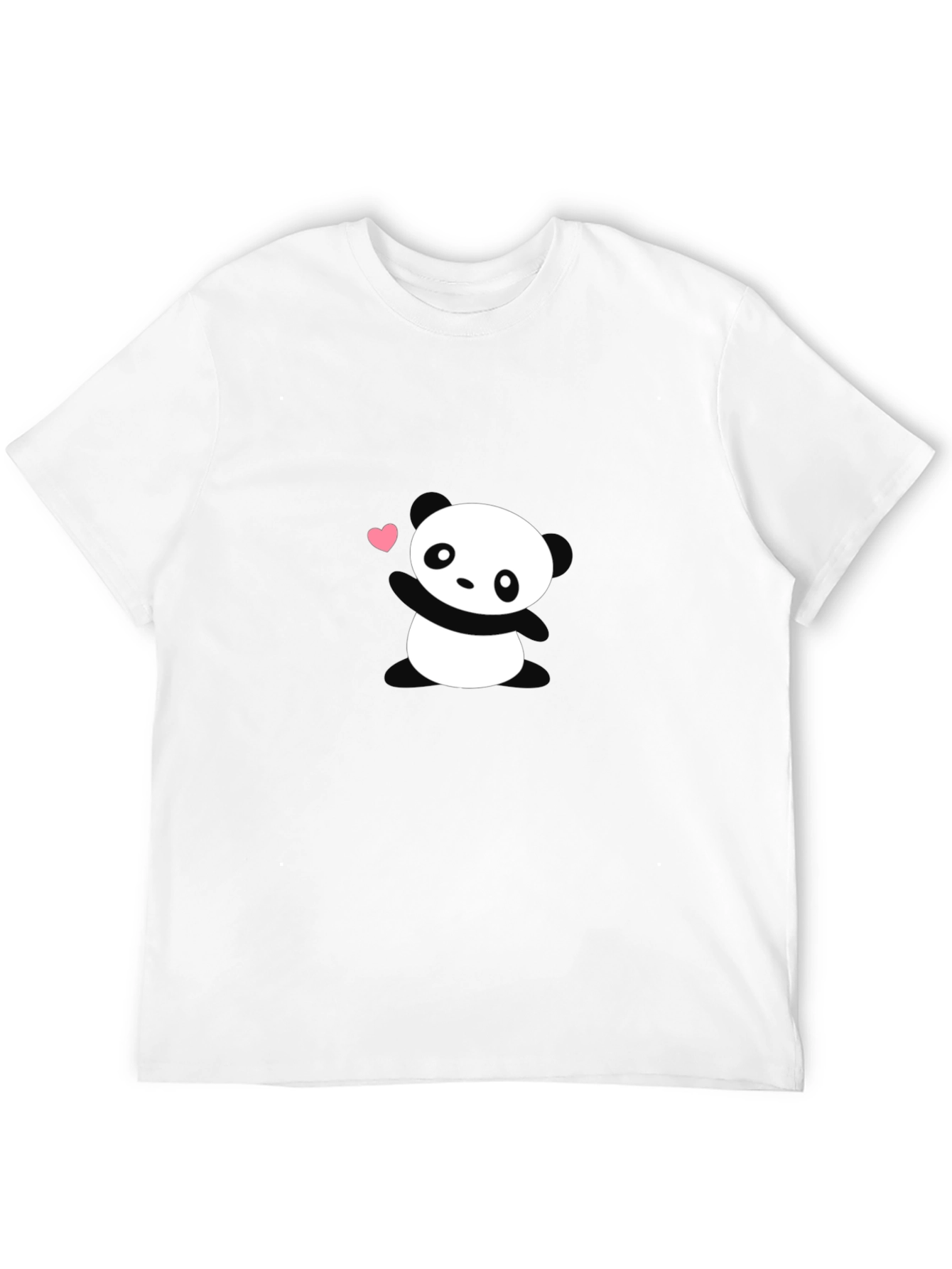 Black Cute Panda Heart Graphic Black T-Shirt view 12