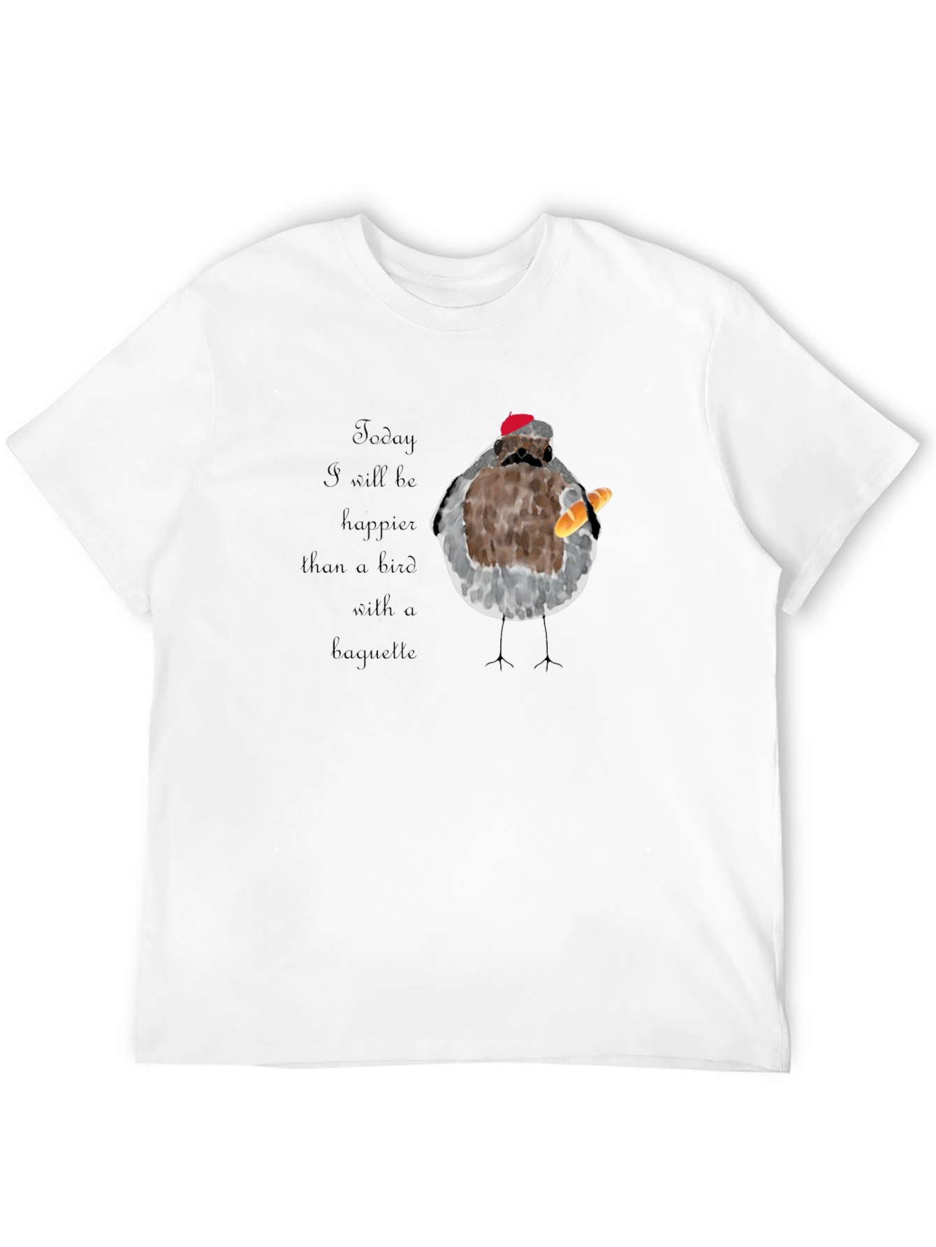 Black Bird with Baguette Graphic T-Shirt view 12