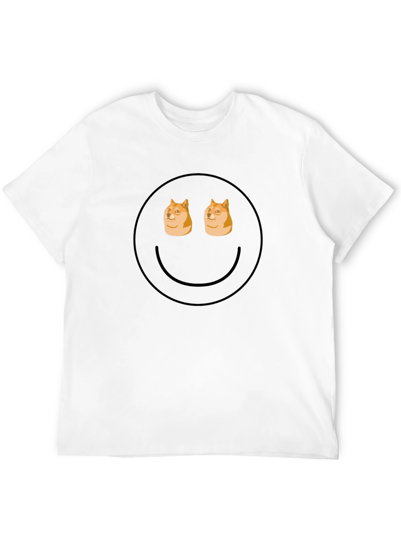 Black Doge Eyes Smiley Face Black T-Shirt view 12