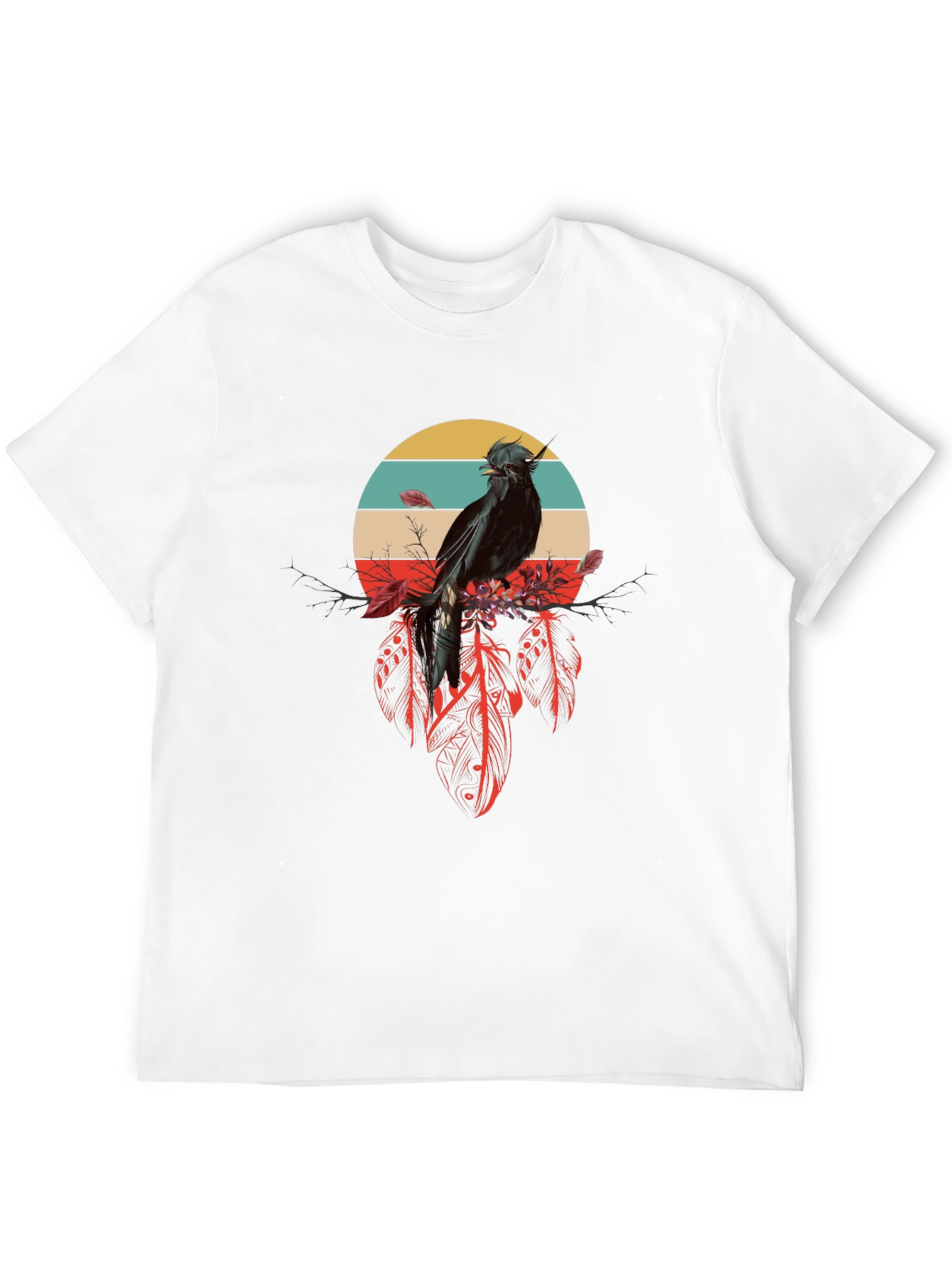 Black Raven Feather Dream T-Shirt - Retro Bird Design view 12