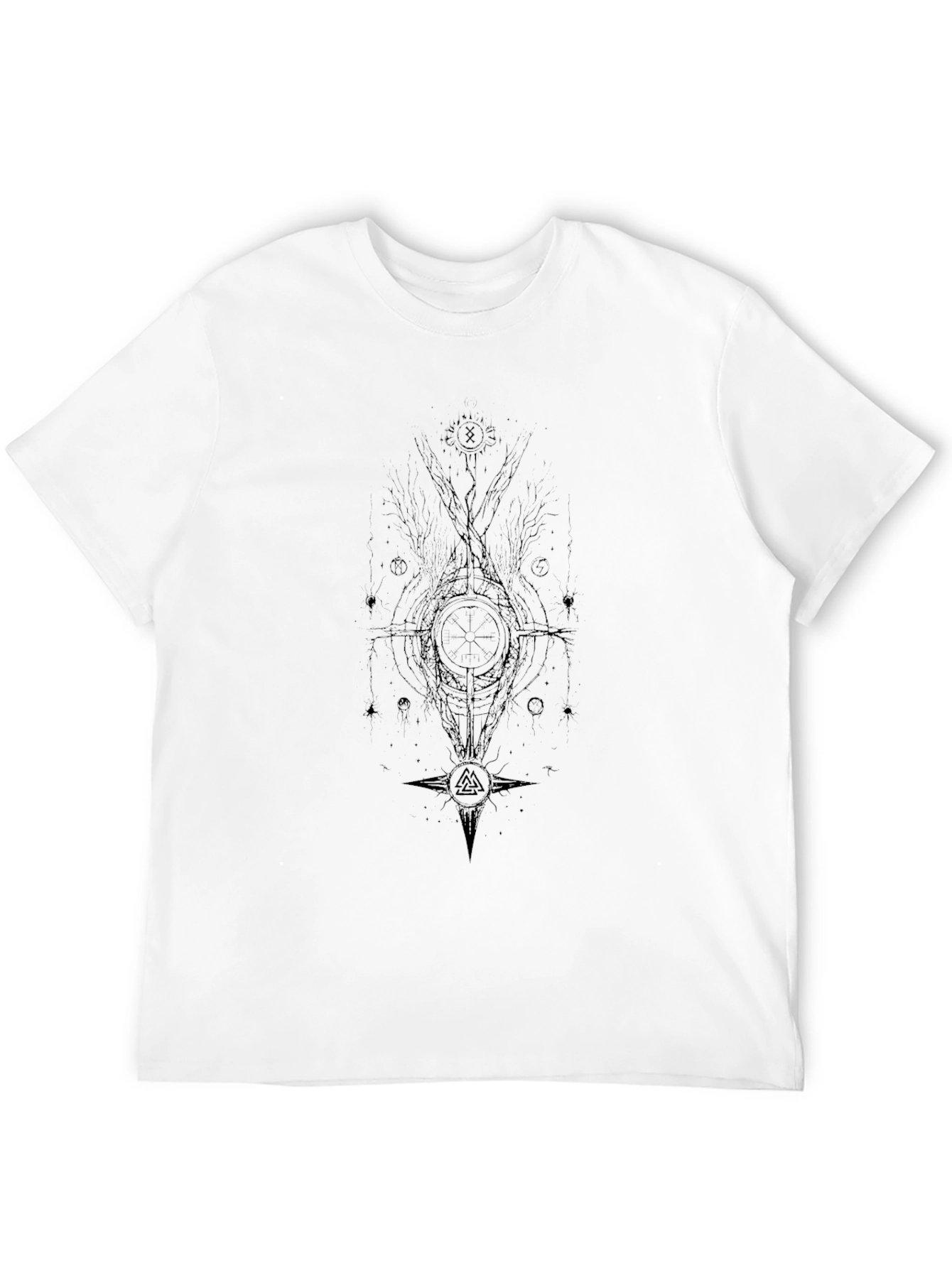 Black Black Graphic Tee - Mystical Symbol Design view 12