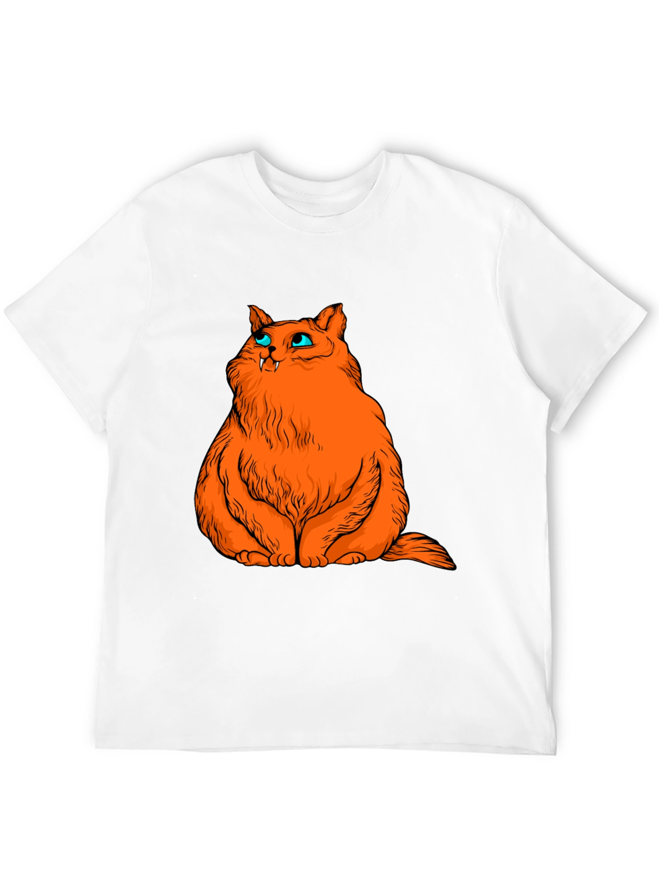 Black Orange Cat Graphic Tee - Black Cotton T-Shirt view 12