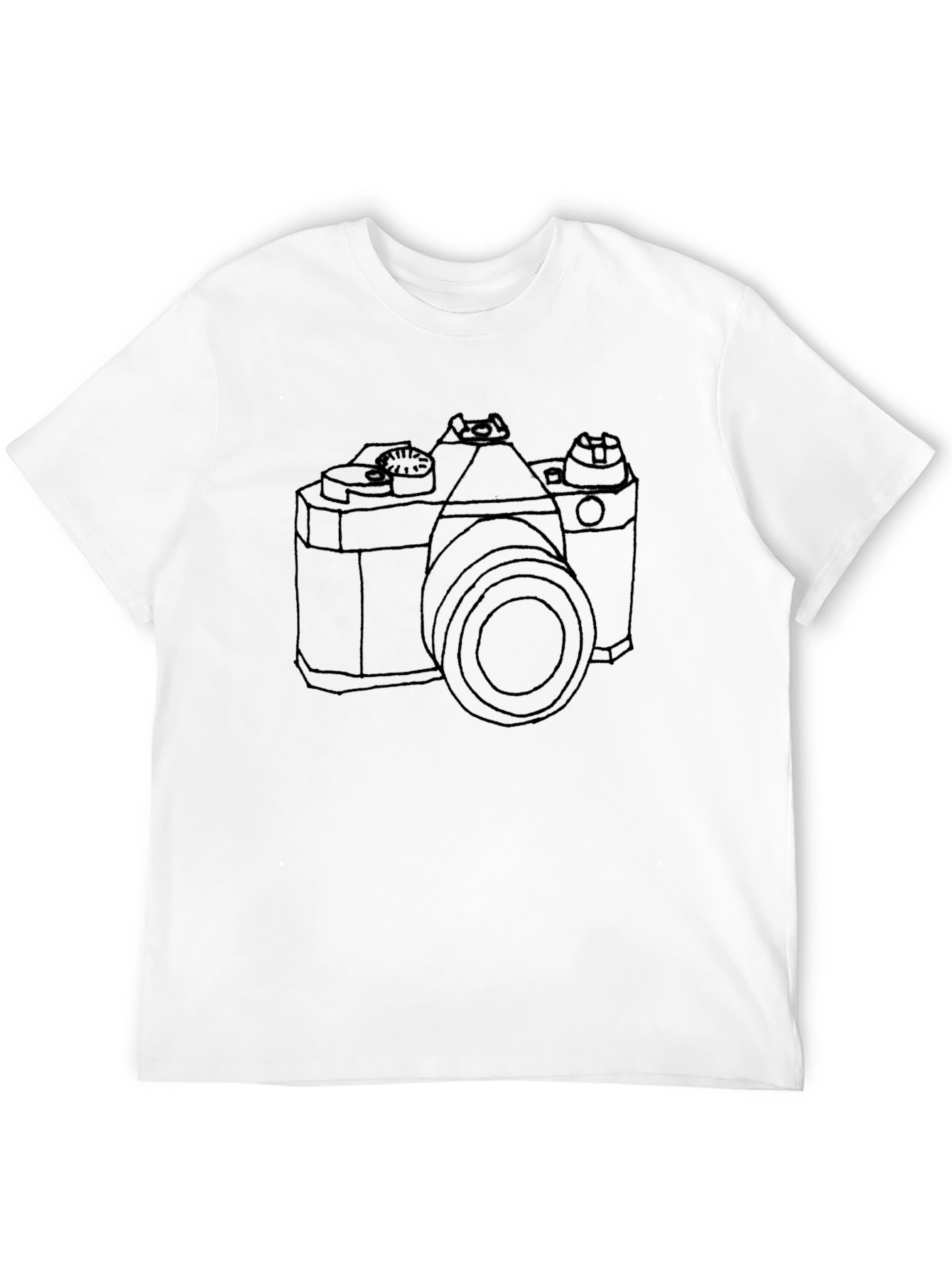 Black Retro Camera Outline T-Shirt - Black view 12