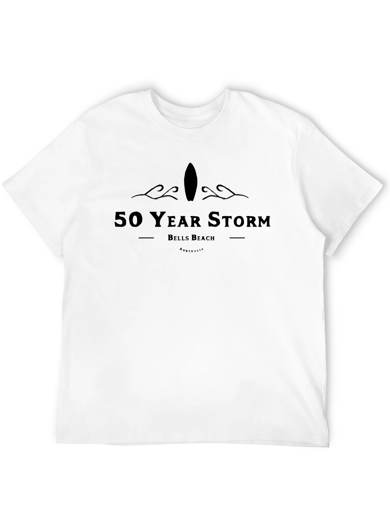 50 Year Storm Bells Beach Black T-Shirt - 12