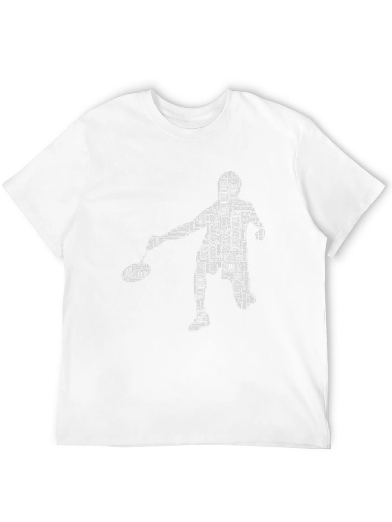 Black Badminton Sports Word Art Graphic T-Shirt view 12