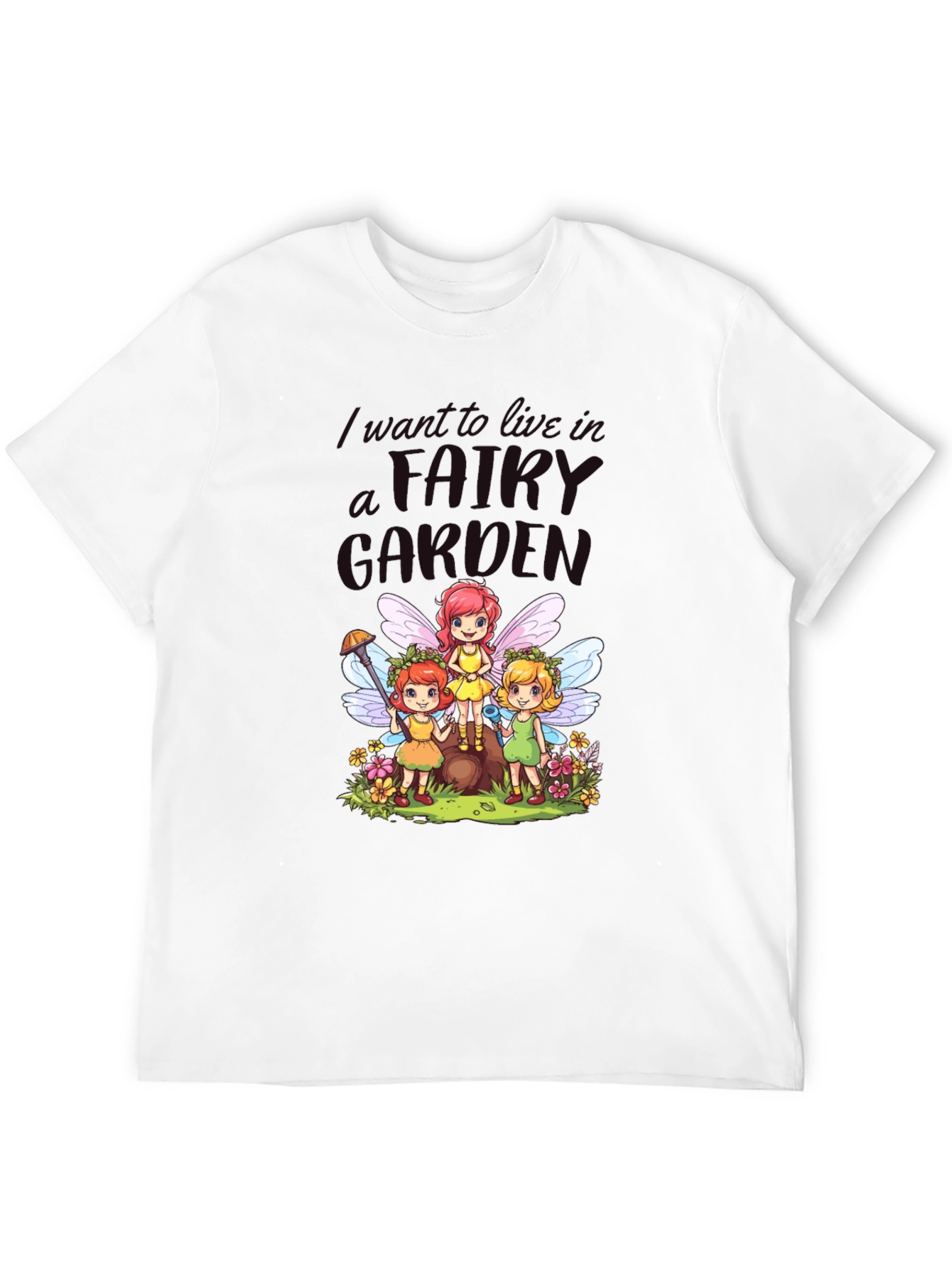 Black Fairy Garden Graphic Tee - Whimsical Fairies view 12