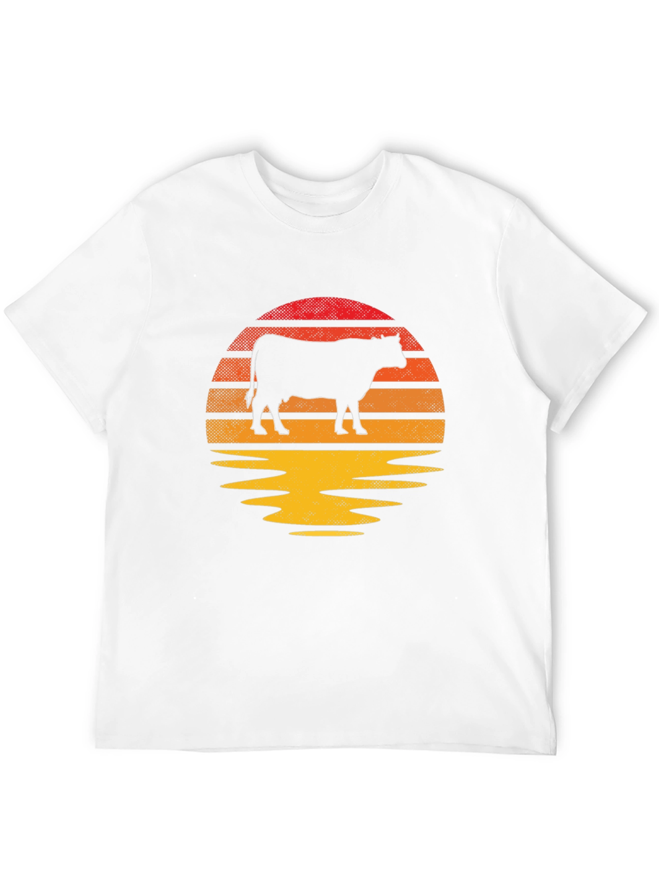 Black Retro Cow Sunset Graphic T-Shirt view 12