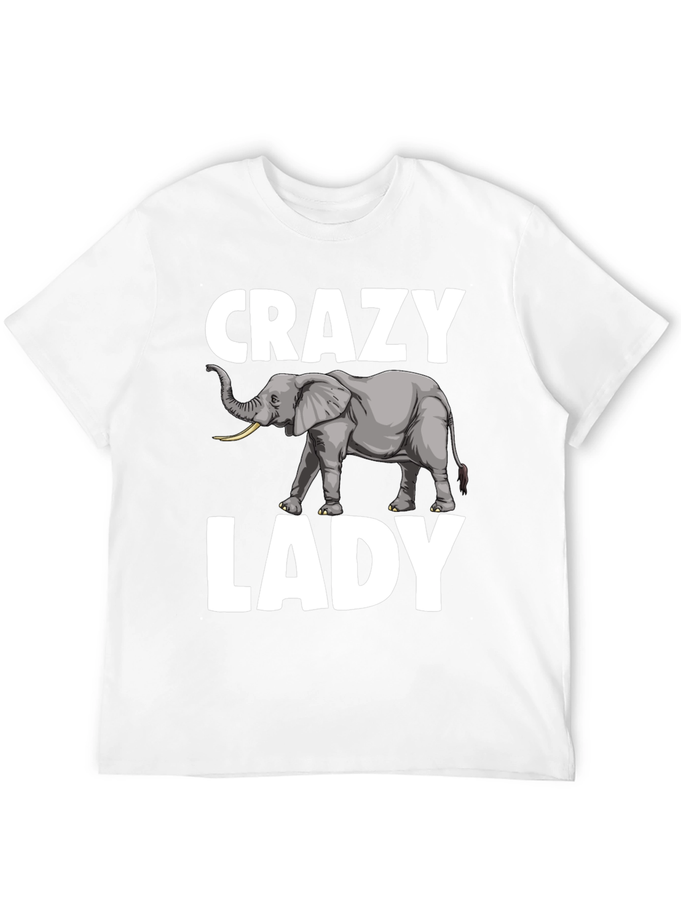 Black Crazy Elephant Lady T-Shirt - Novelty Graphic Tee view 12