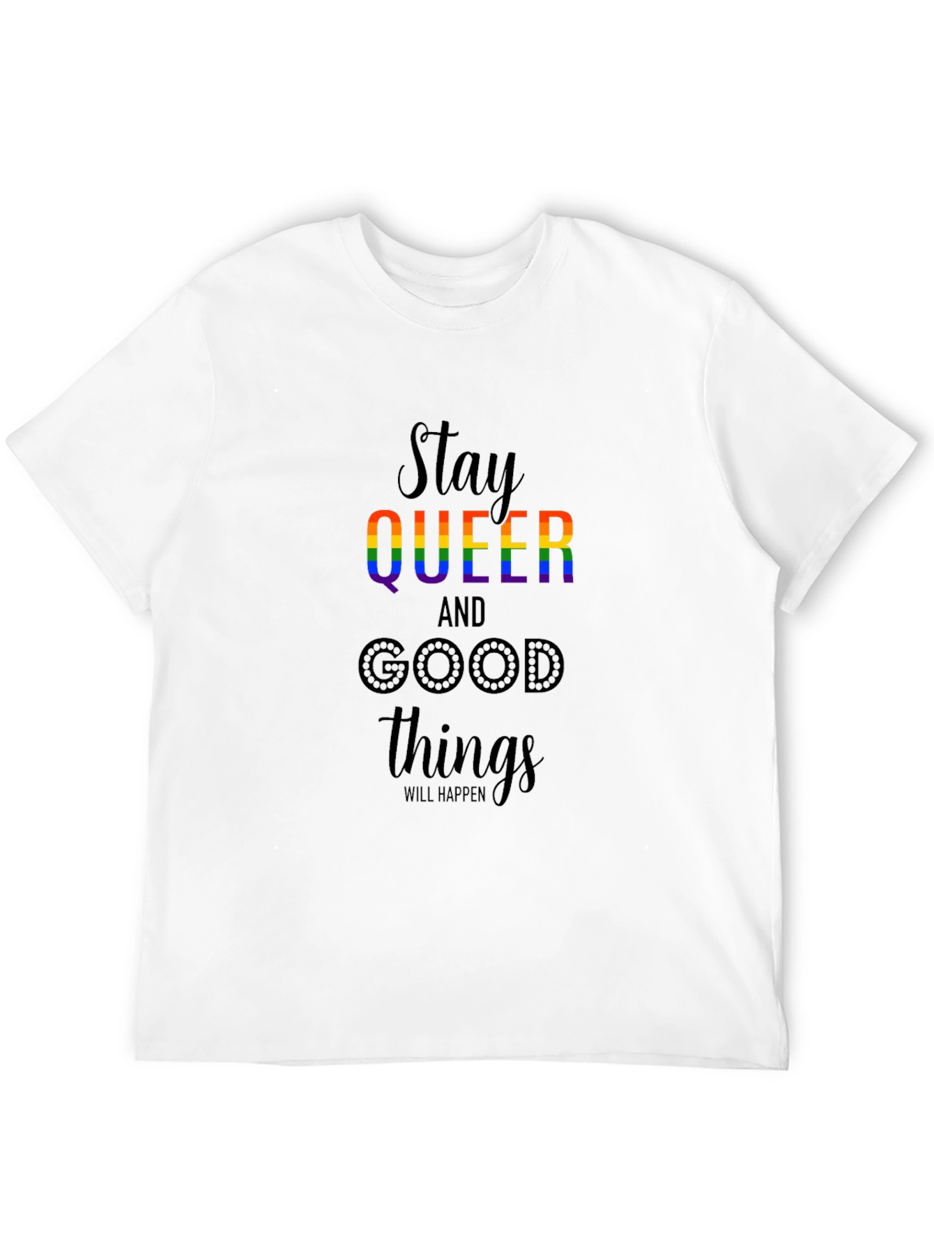Black Stay Queer Rainbow Graphic T-Shirt view 12