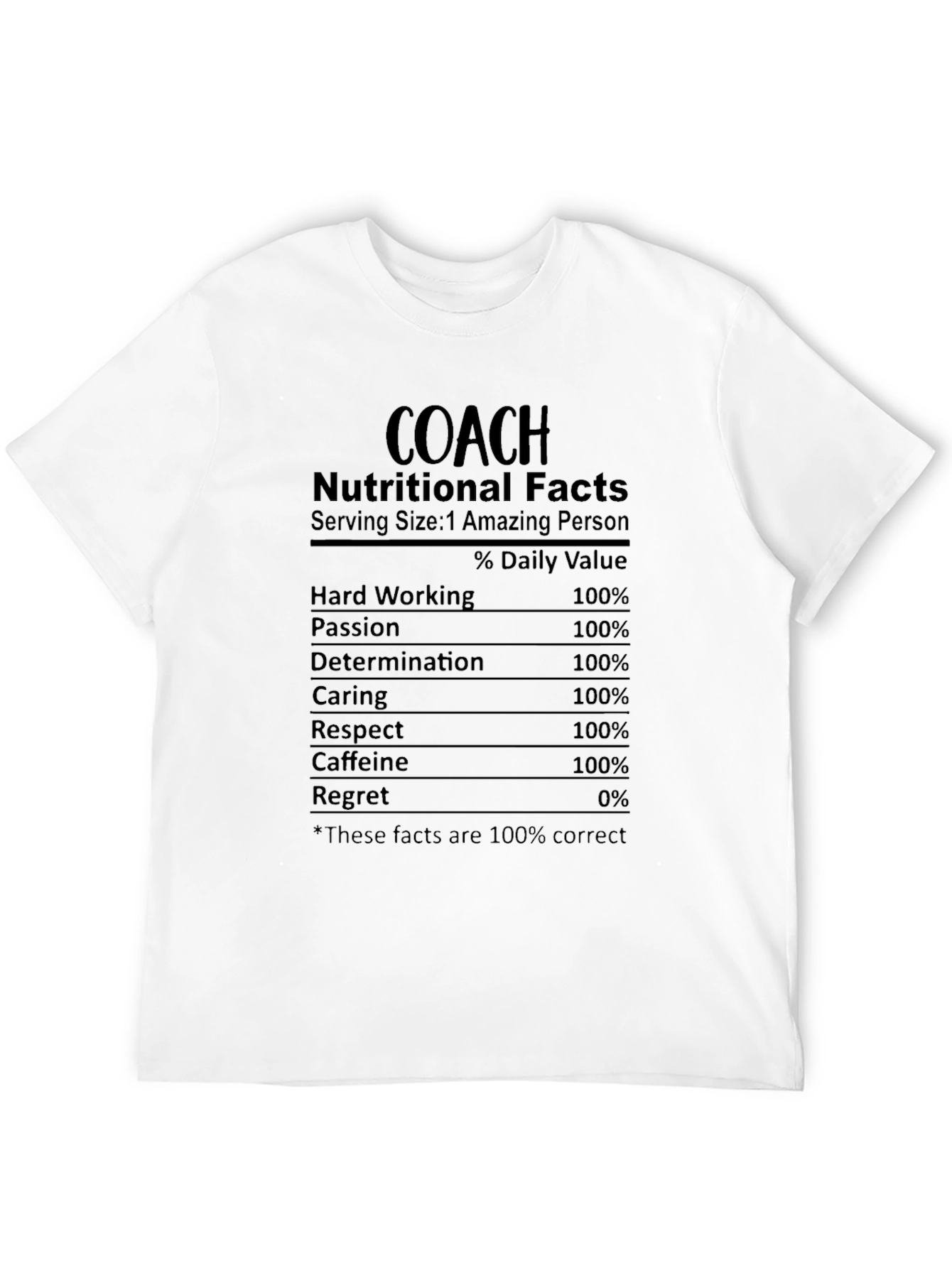 Black Coach Nutritional Facts Graphic T-Shirt view 12