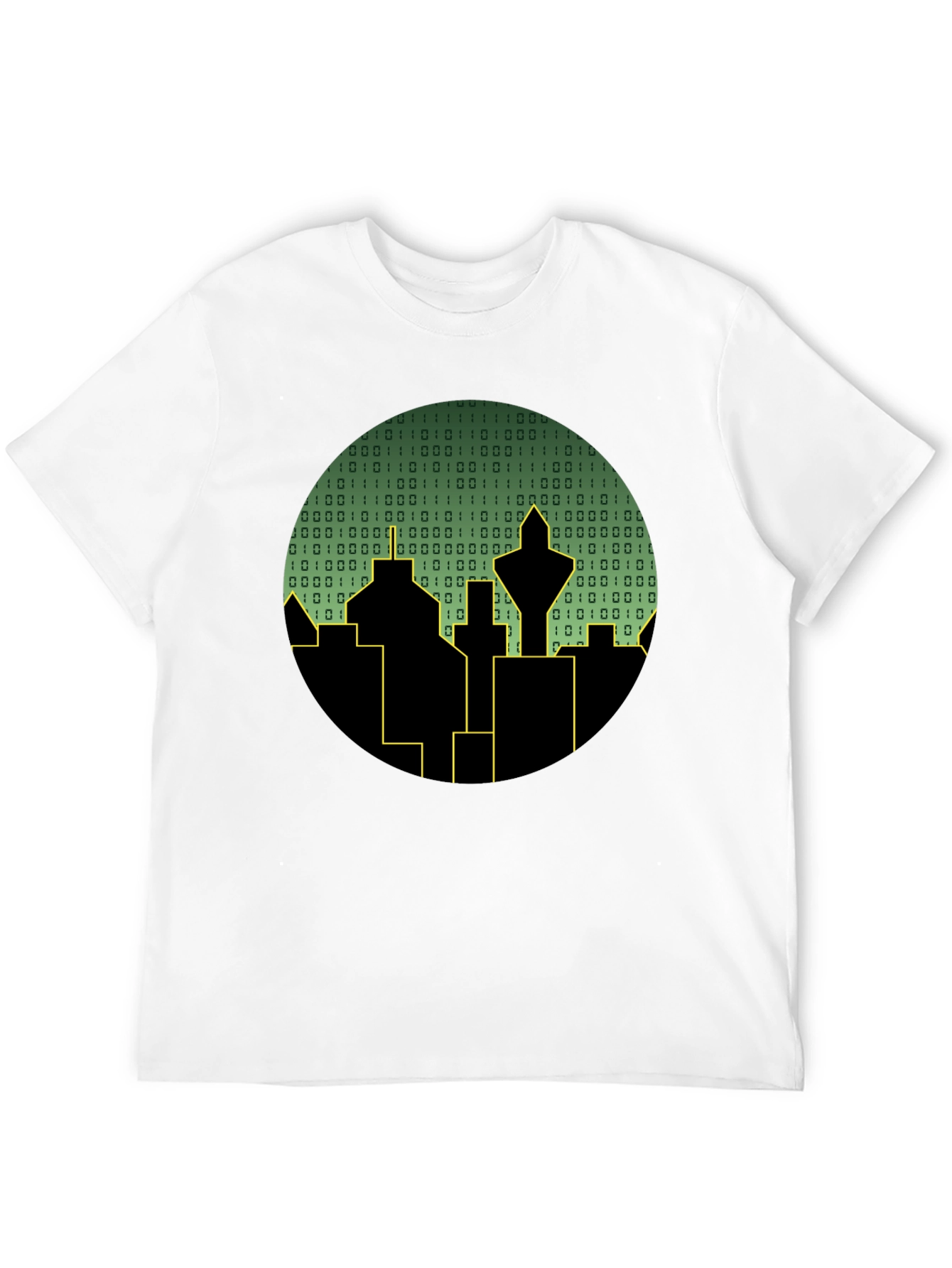 Black Tech City T-Shirt - Binary Skyline view 12