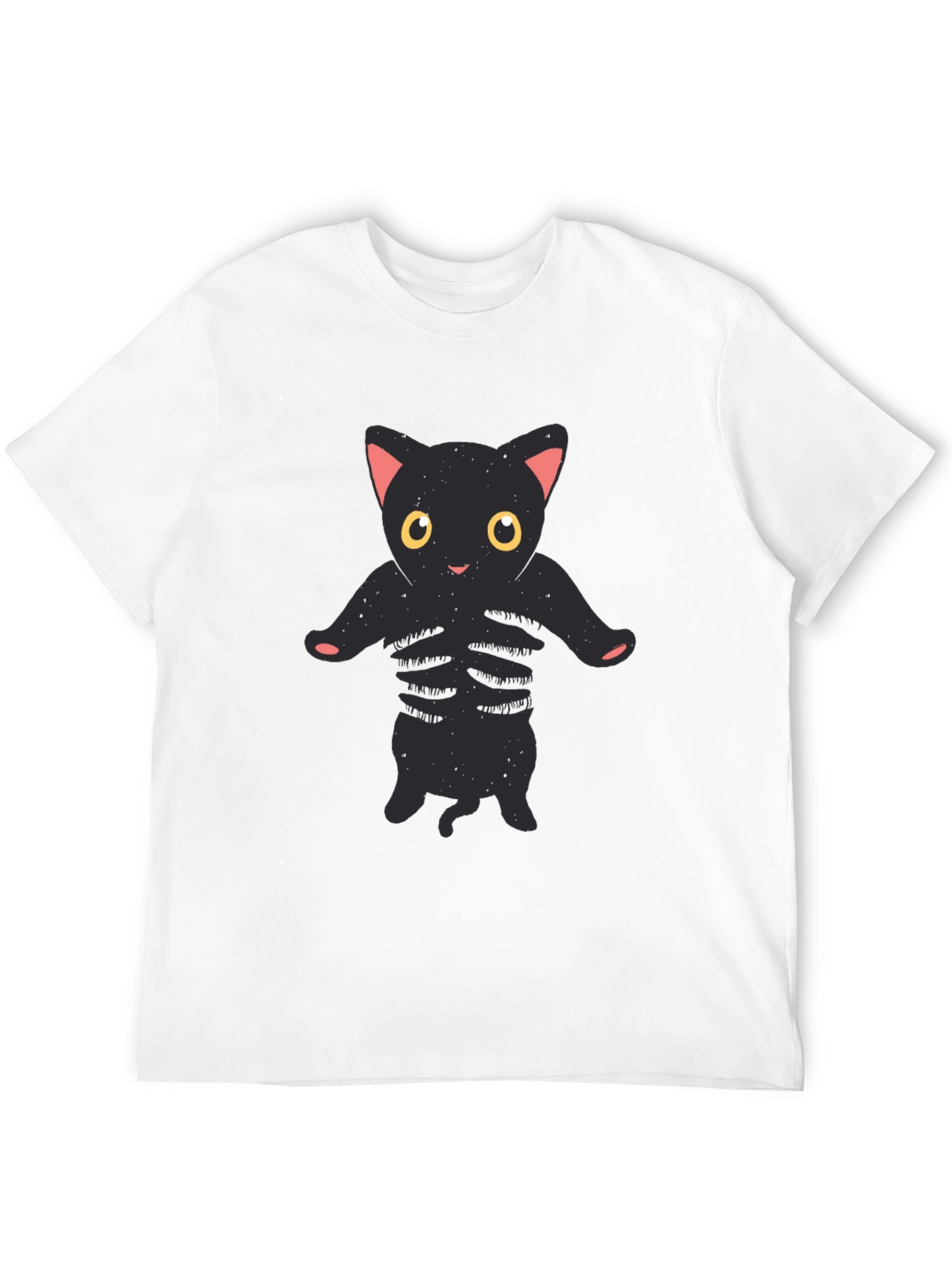 Black Cute Black Cat Skeleton Graphic T-Shirt view 12