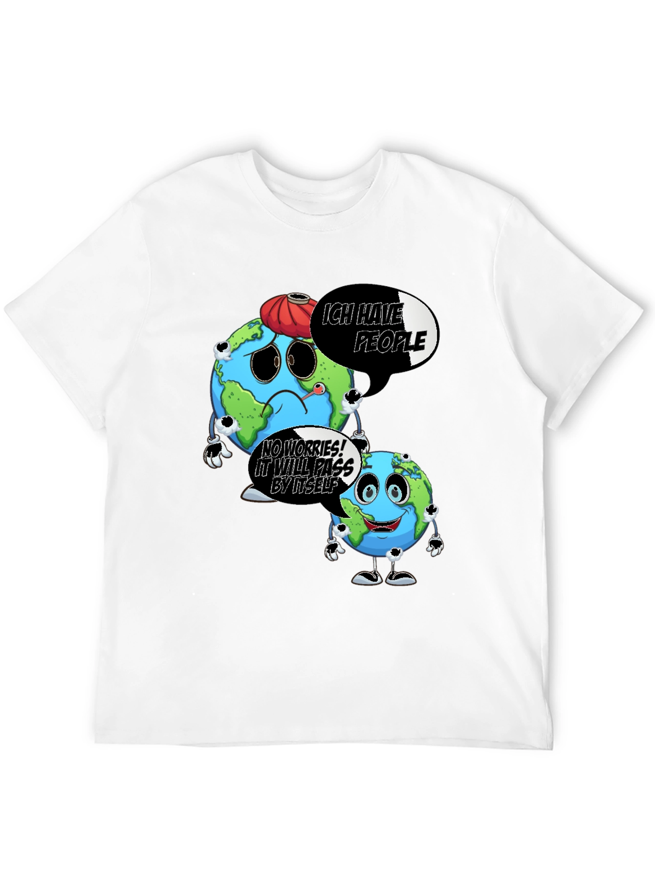 Black Cartoon Earth Graphic Black T-Shirt view 12