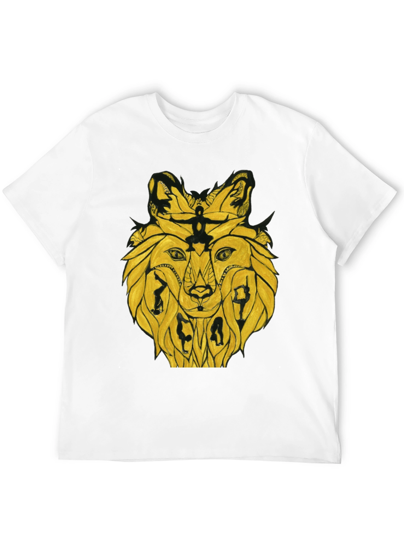 Black Abstract Lion T-Shirt - Unique Graphic Tee view 12