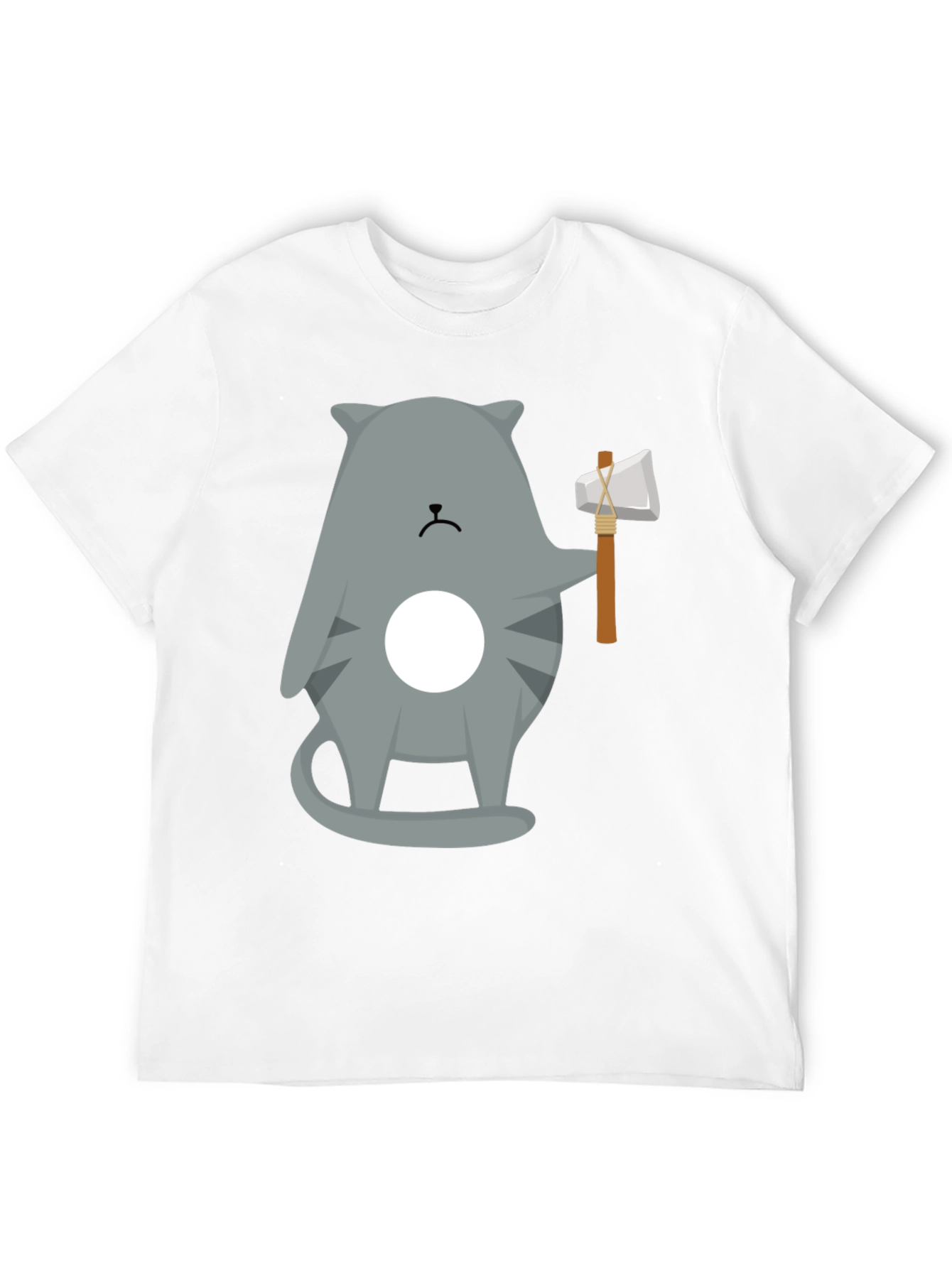 Black Cool Cat Axe T-Shirt - Funny Graphic Tee view 12