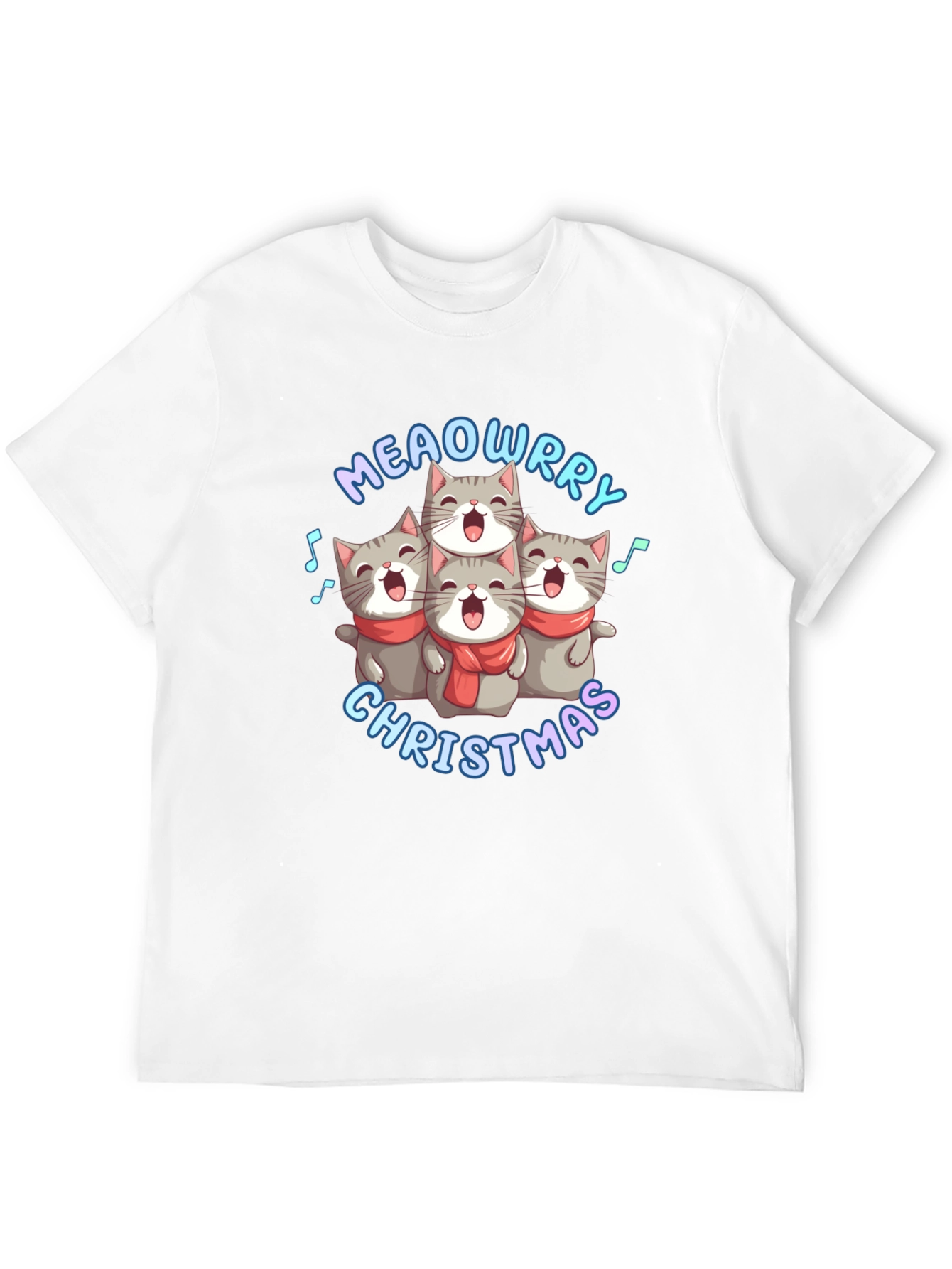 Black Meowrry Christmas Cat Choir T-Shirt view 12