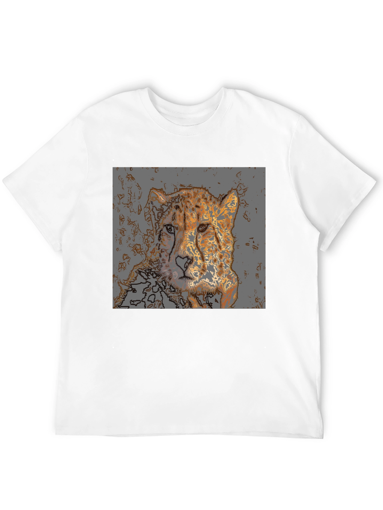 Black Cheetah Graphic Print T-Shirt - Men's Casual Tee view 12