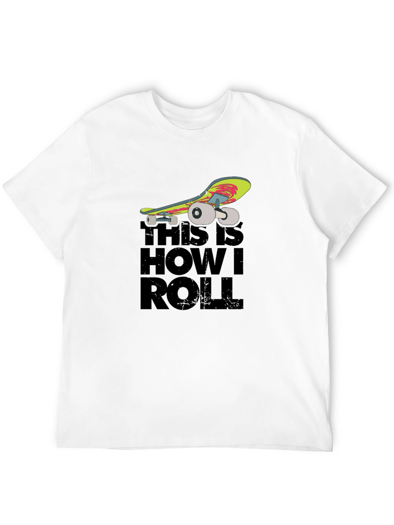 Black Skateboard Graphic T-Shirt - "This Is How I Roll" view 12