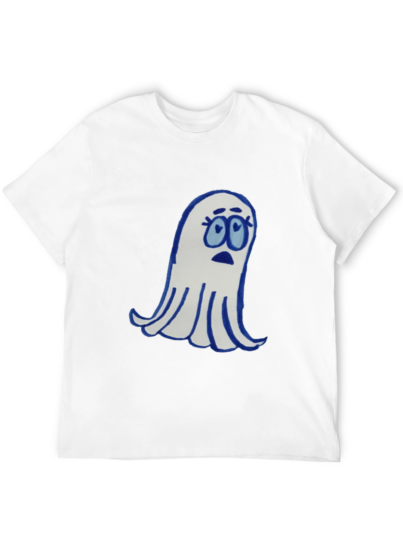 Black Spooky Cute Ghost Graphic Tee - Black Cotton Blend view 12