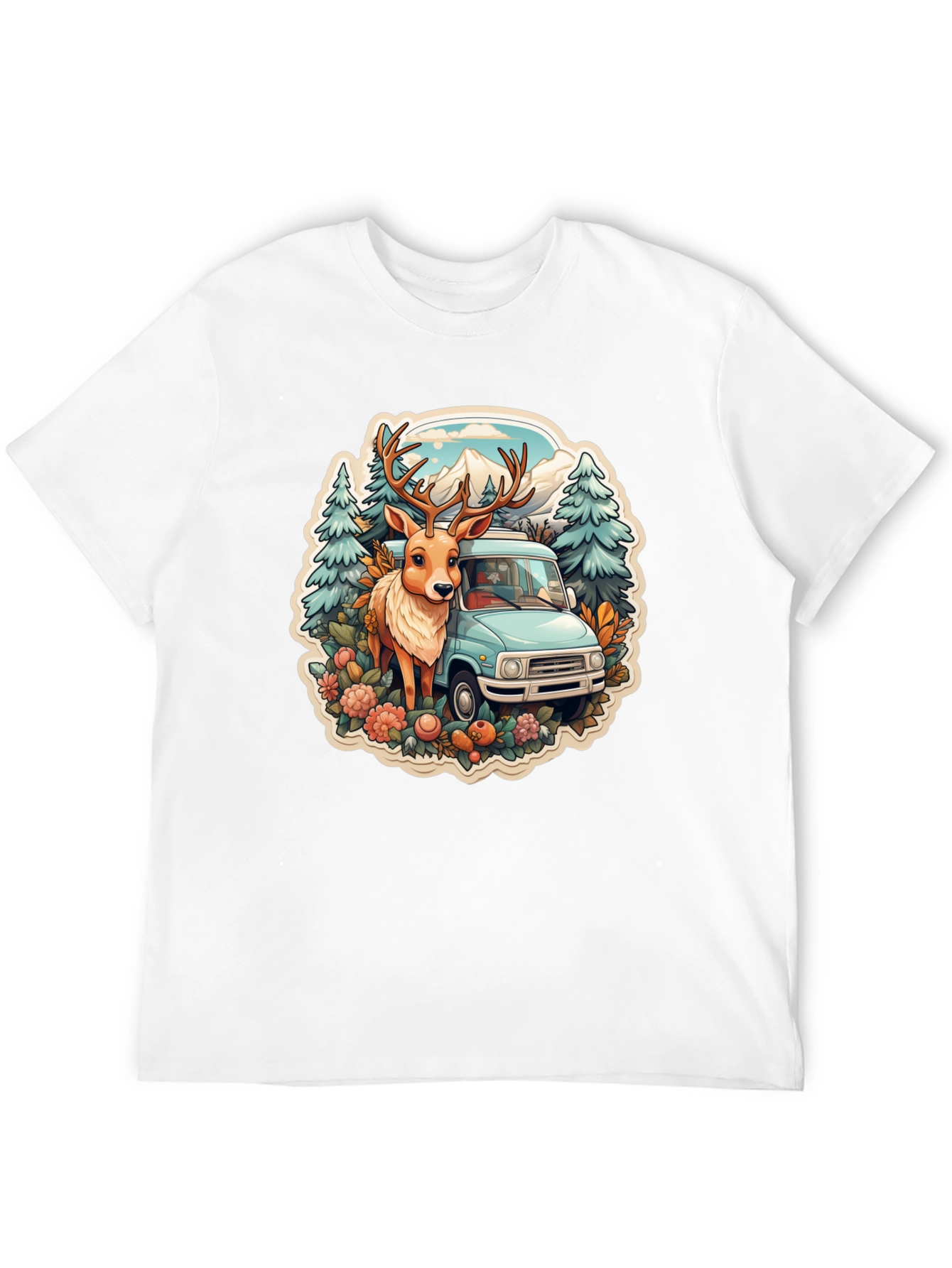 Black Deer & Camper Van Graphic Tee view 12