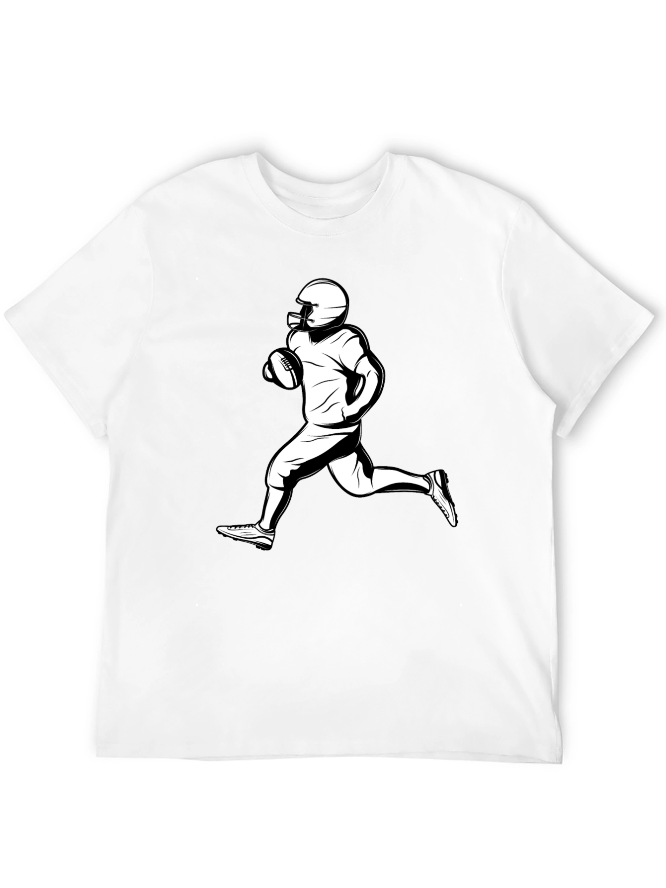 Black Football Player Graphic Tee - Black Cotton T-Shirt view 12