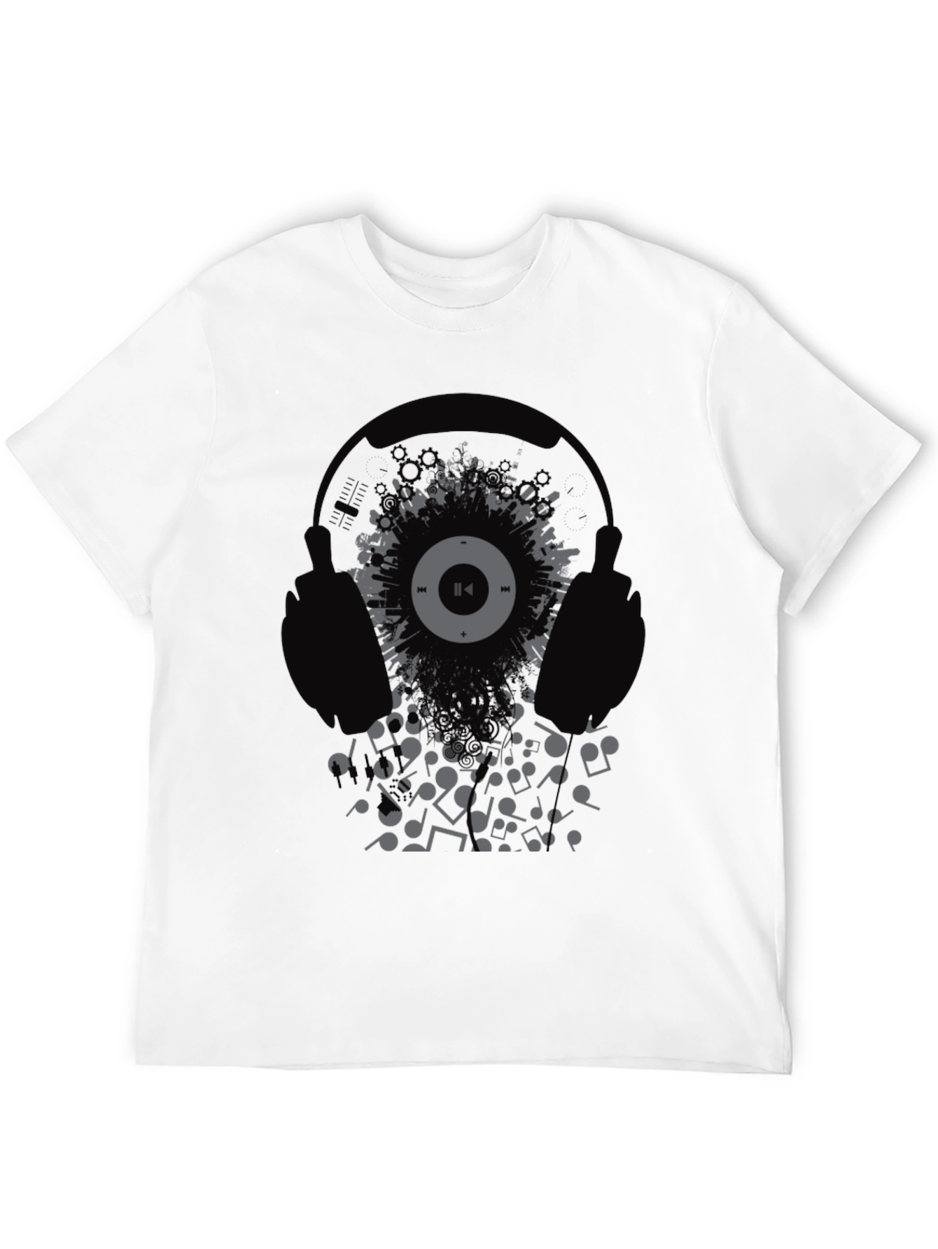 Black Headphones Music T-Shirt view 12