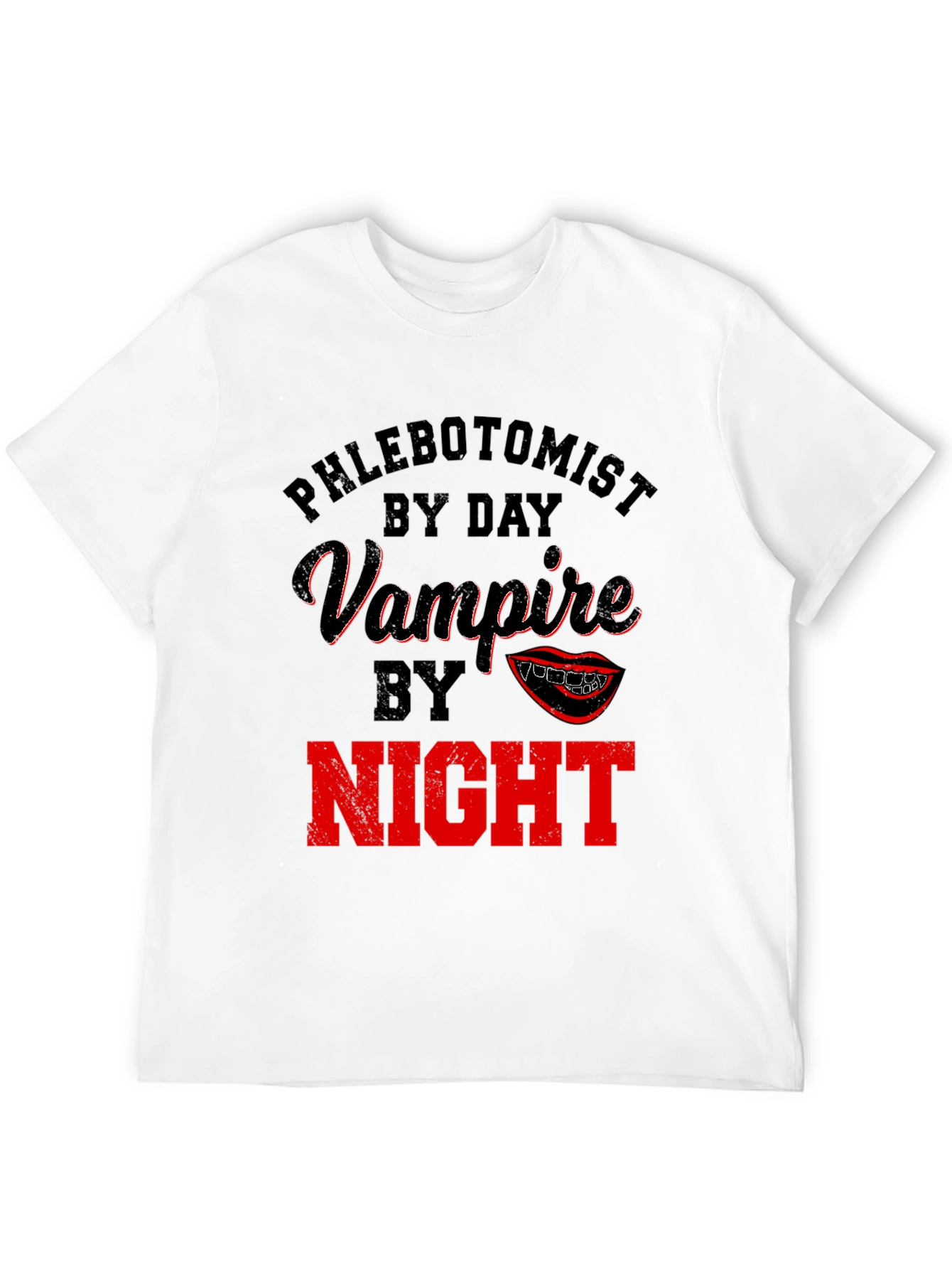 Black Phlebotomist By Day Vampire By Night Novelty T-Shirt view 12