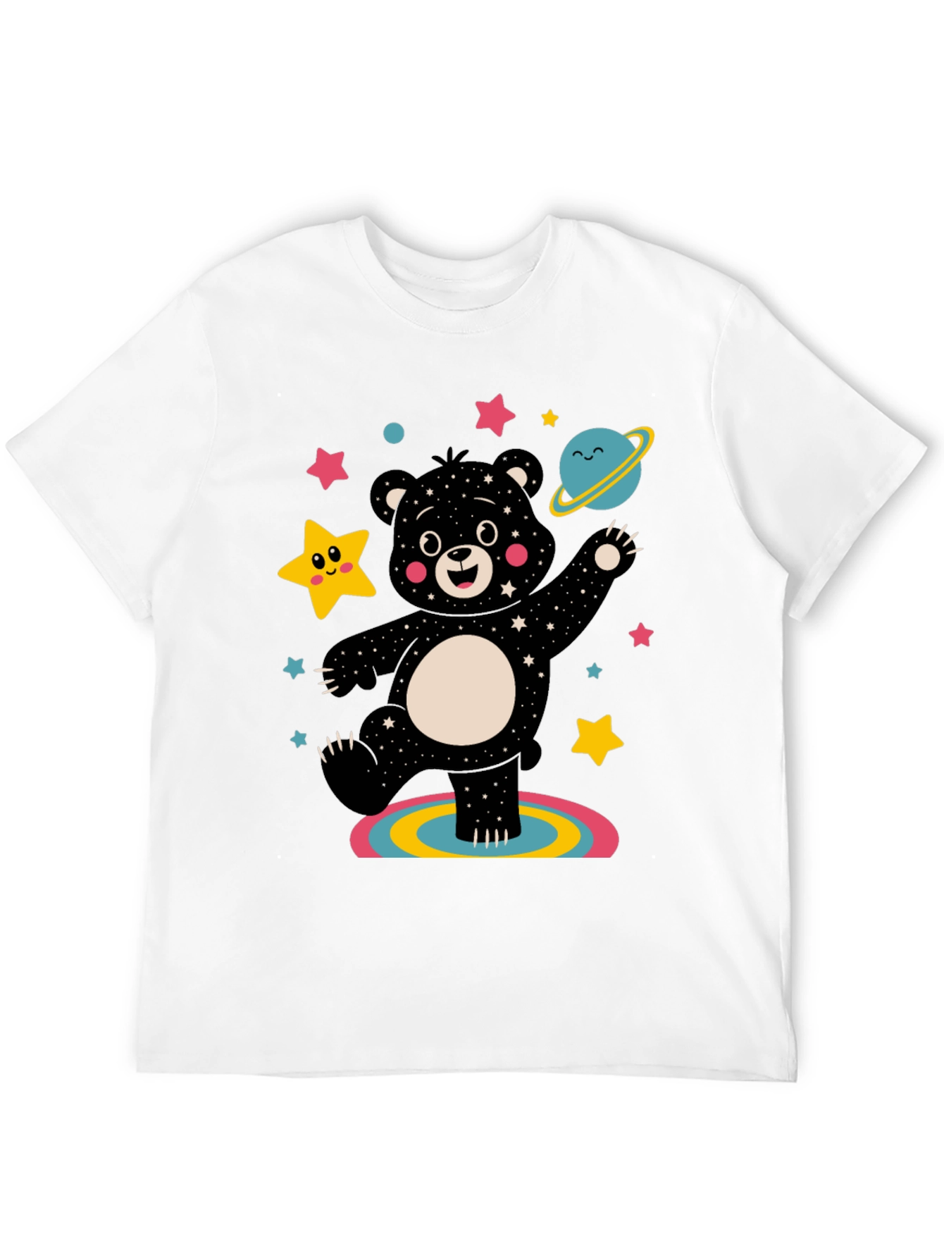 Black Cosmic Bear Graphic Tee - Black Unisex Shirt view 12