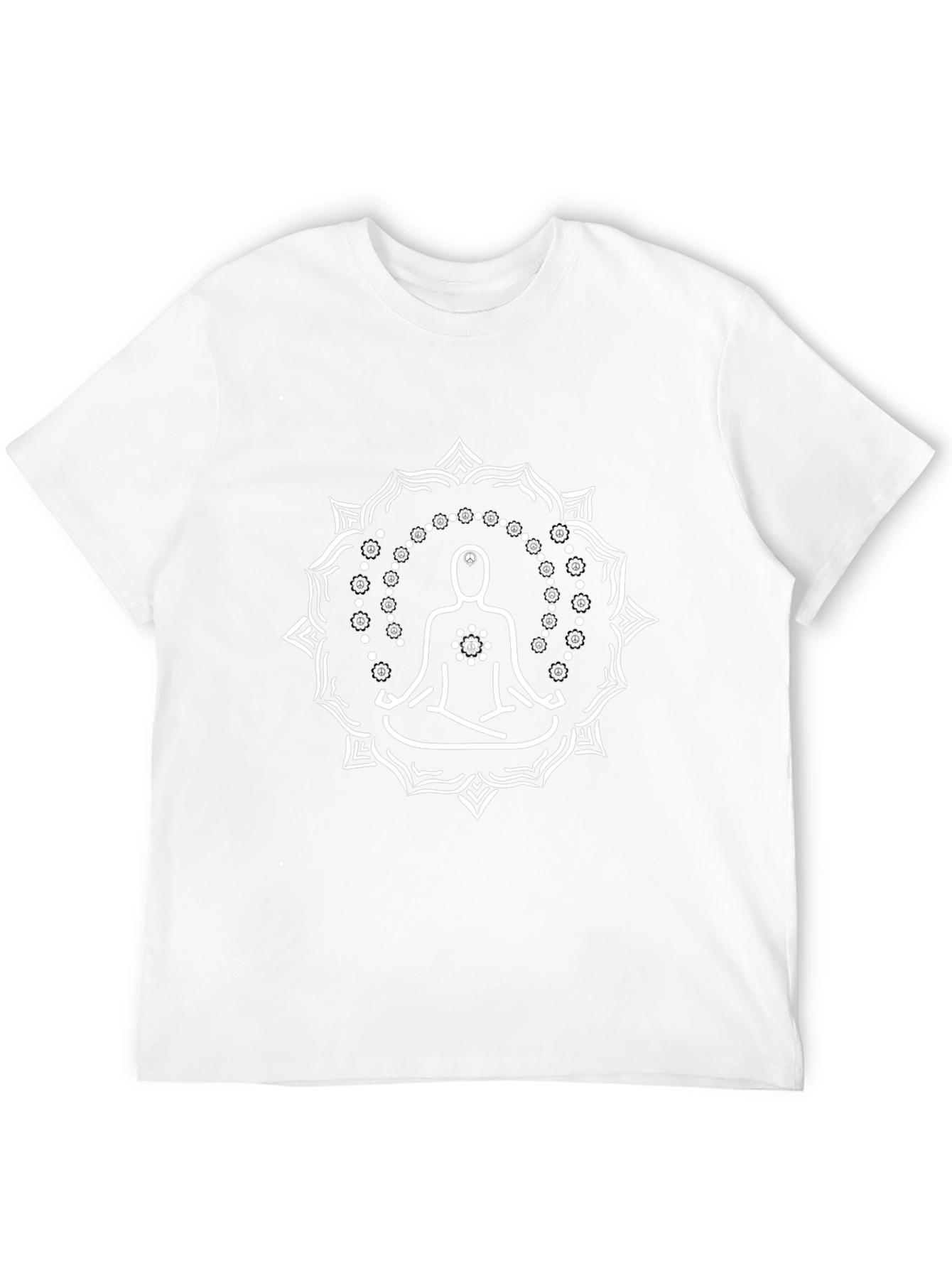 Black Meditative Mandala Black T-Shirt view 12