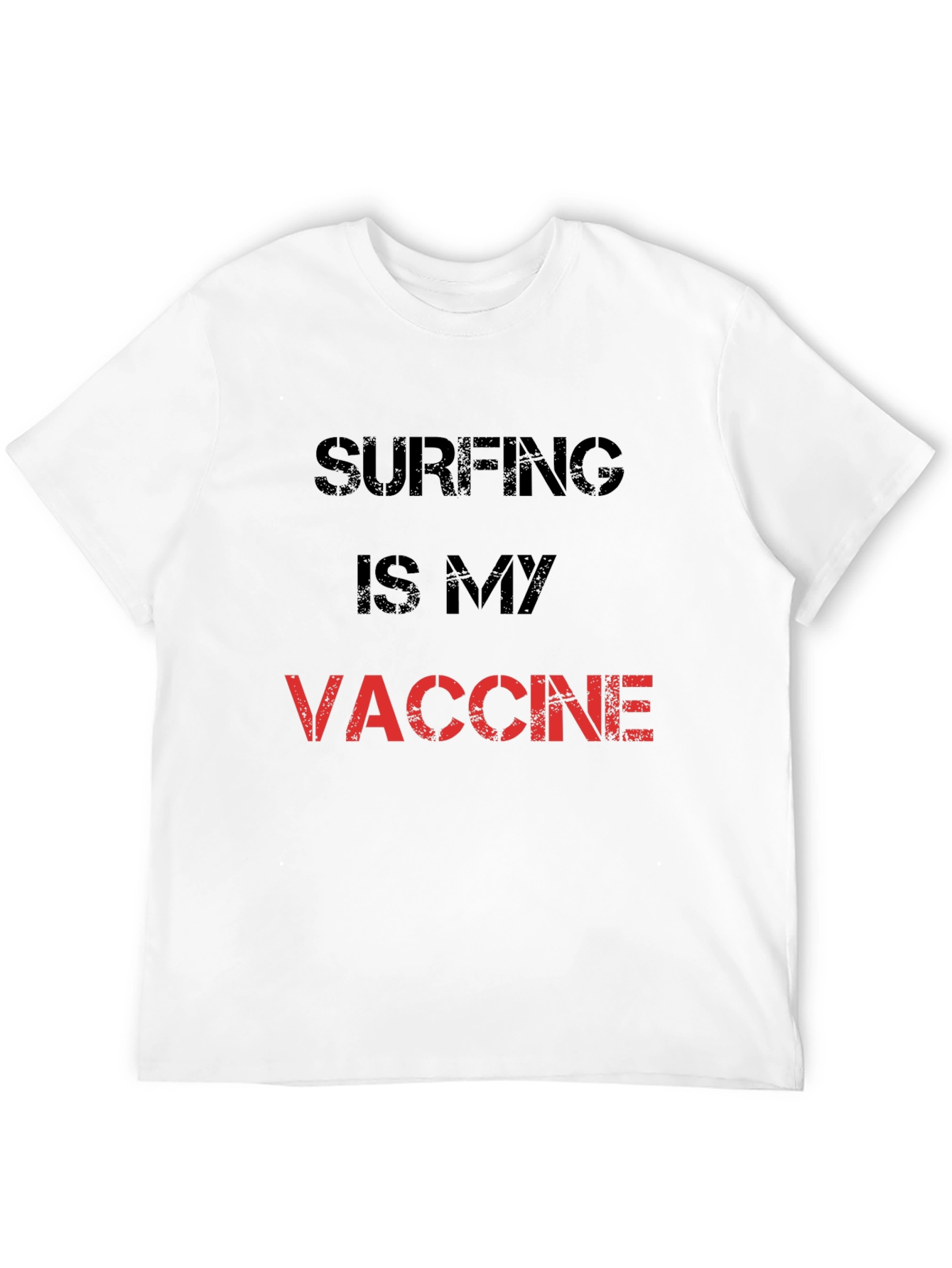 Black Surfing is My Vaccine T-Shirt - Black Cotton Tee view 12