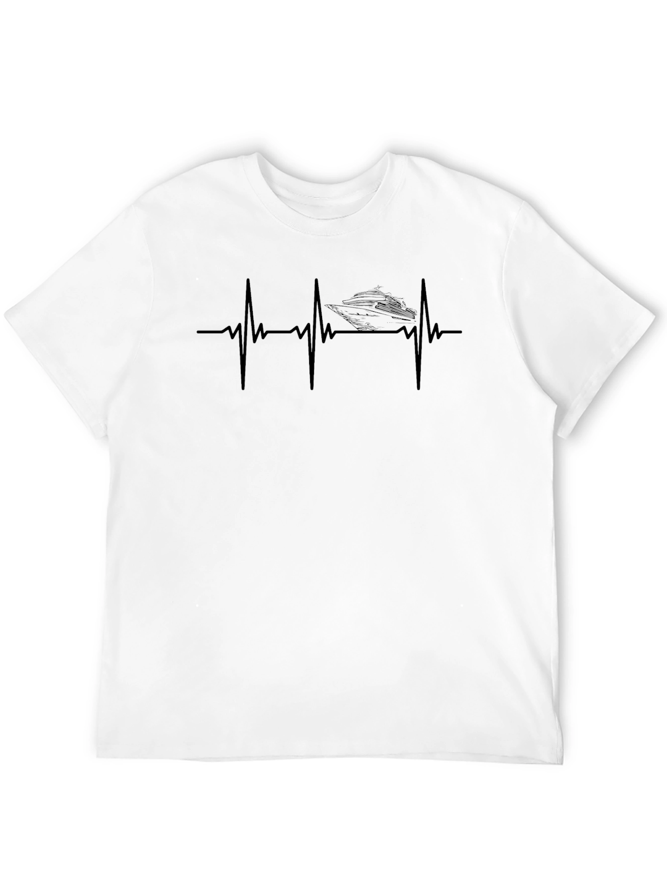 Black Boat Heartbeat Graphic Tee - Boating Lover T-Shirt view 12
