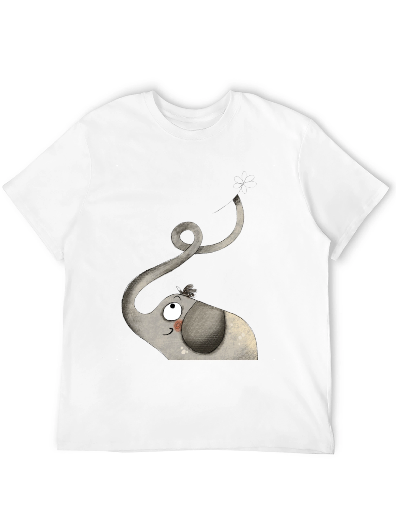 Black Elephant Cartoon Graphic Tee - Black Cotton Shirt view 12