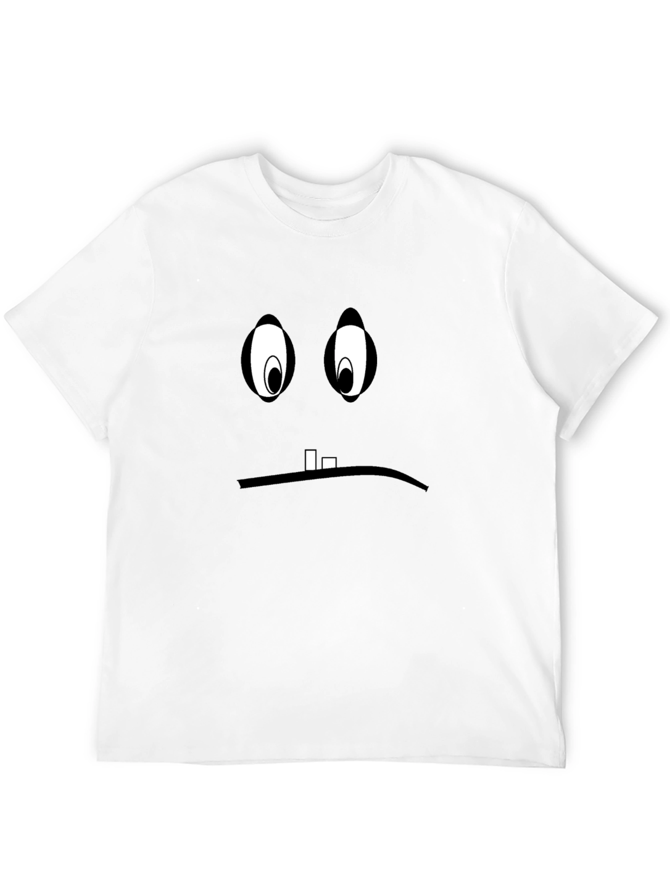 Black Sad Cartoon Face Graphic Black T-Shirt view 12