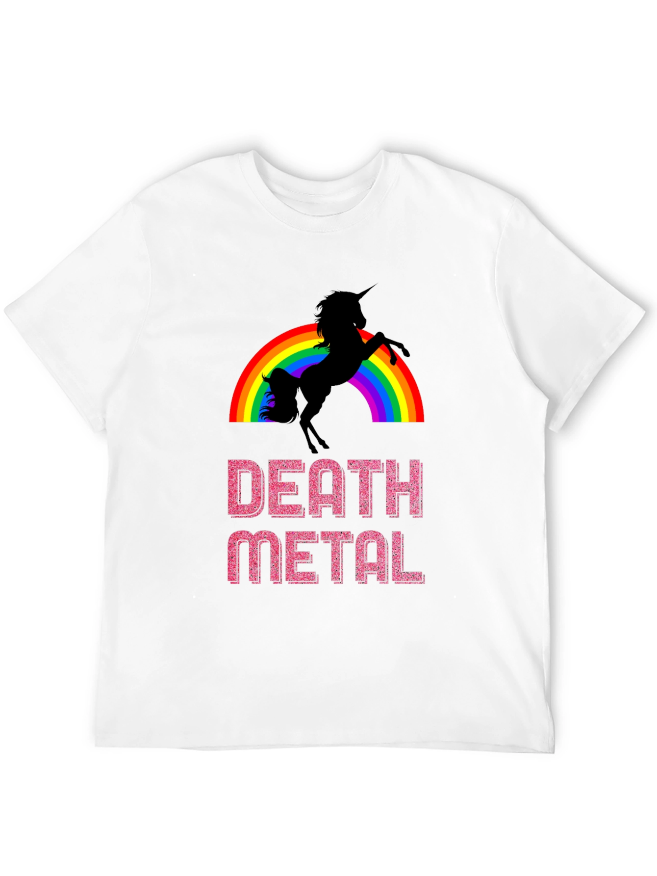 Black Death Metal Unicorn Rainbow Graphic Tee view 12