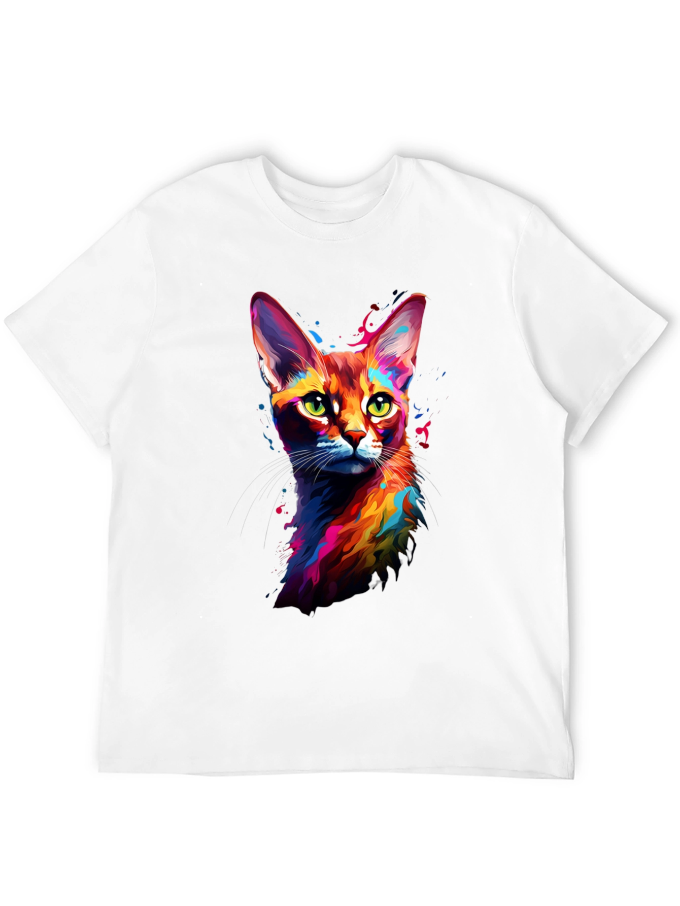 Black Vibrant Cat Art Black T-Shirt view 12