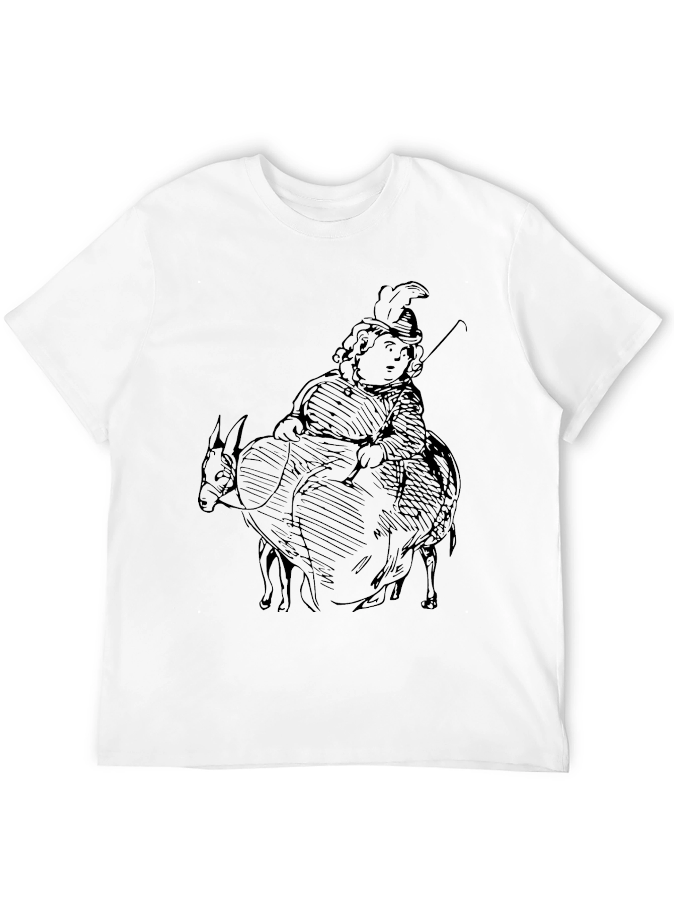 Black Men's Black T-Shirt with Humorous Donkey Rider Graphic view 12