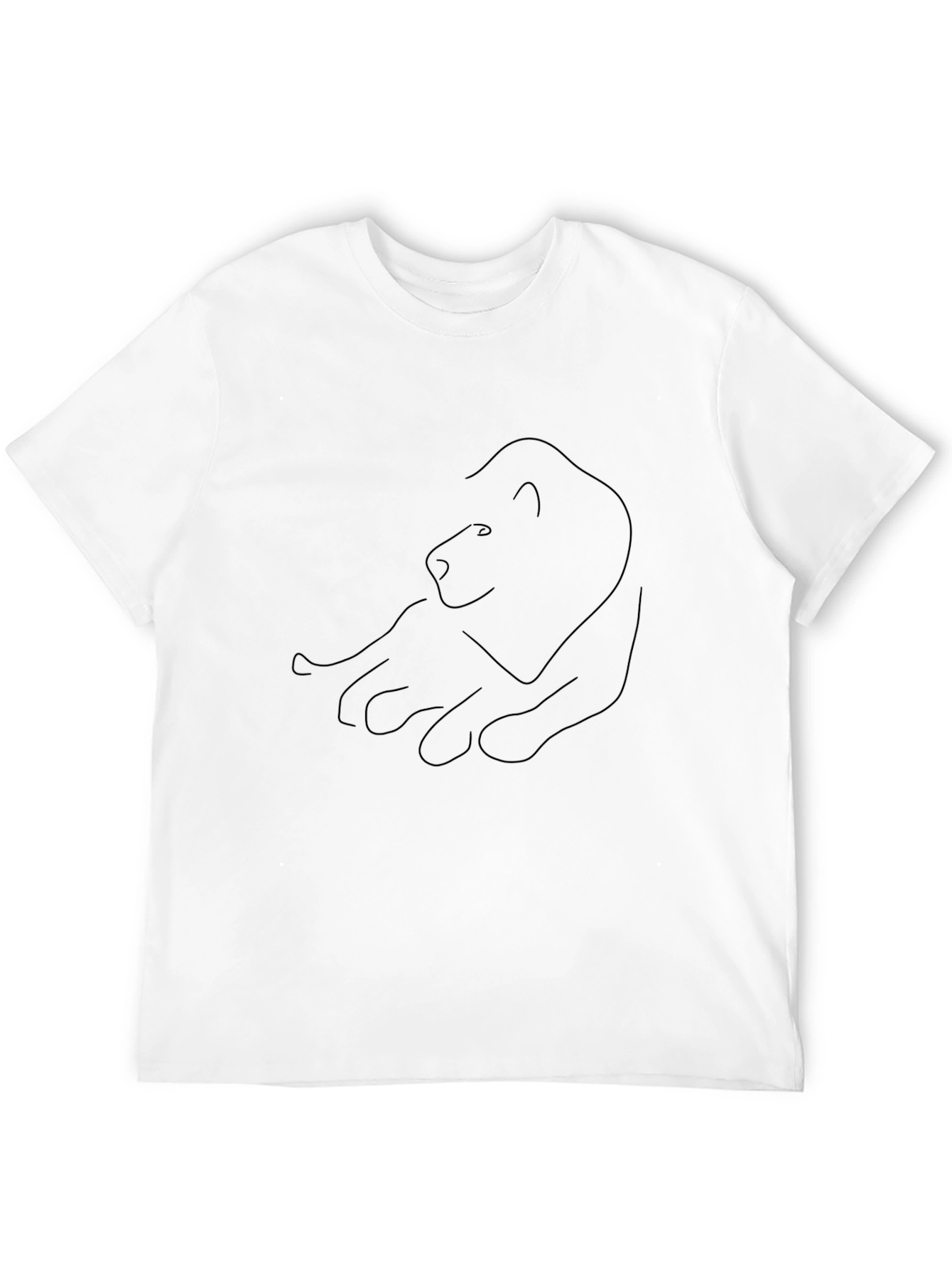 Black Minimalist Lion Outline Black Tee view 12